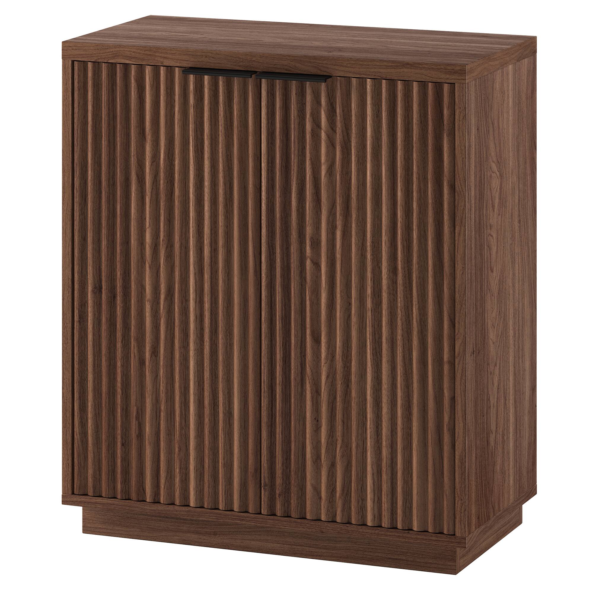Left. Hudson&Canal - Mansfield 28" Wide Rectangular Fluted Accent Cabinet - Medium Brown.