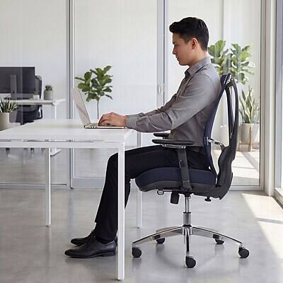 Alt View 7. Sharper Image - Sharper Image Flex Back Ergonomic Mesh Swivel Task Chair - Dark Blue.