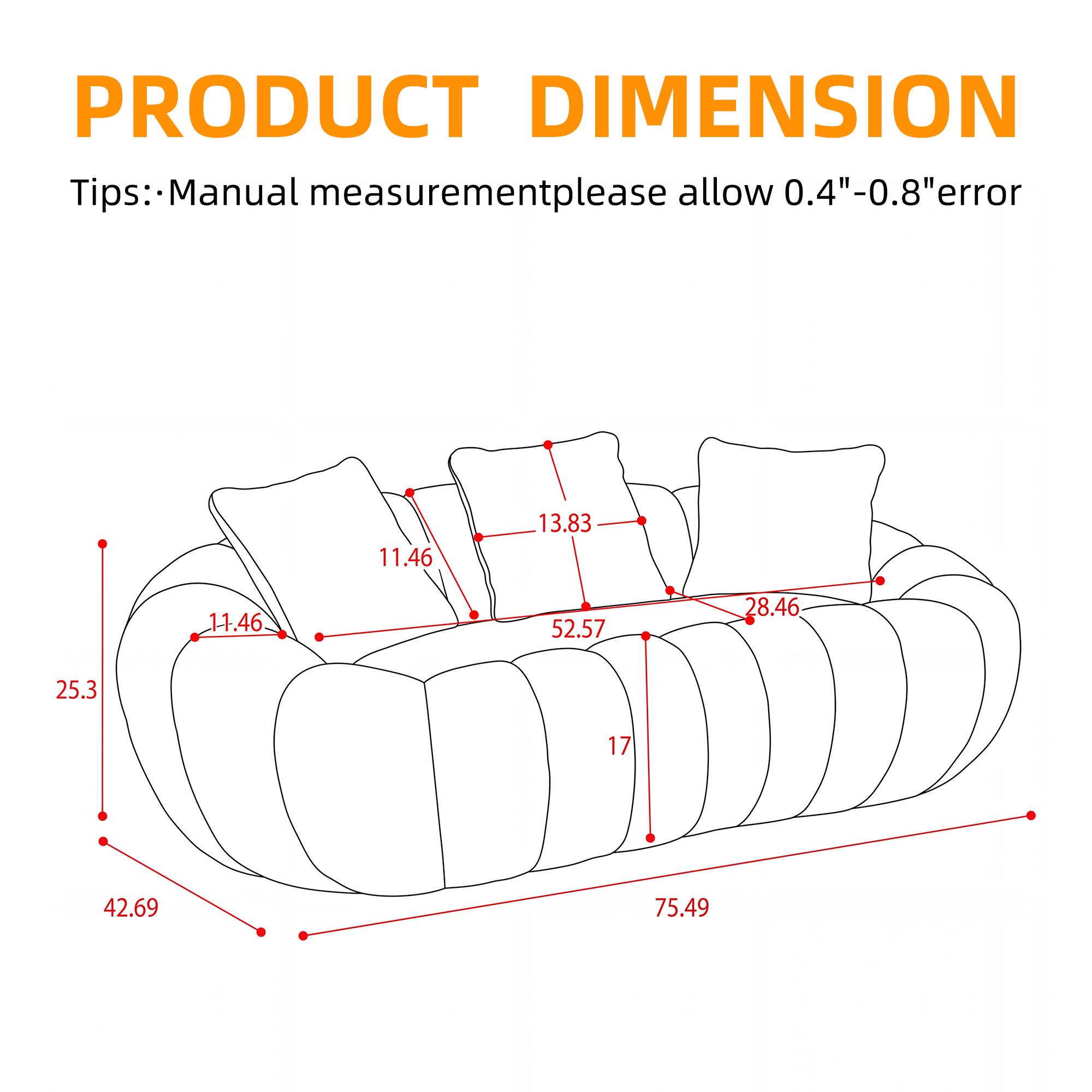 PRODUCT DIMENSION  
Tips: Manual measurement please allow 0.4"-0.8" error  
11.46 13.83 11.46 52.57 28.46 25.3 17 42.69 75.49