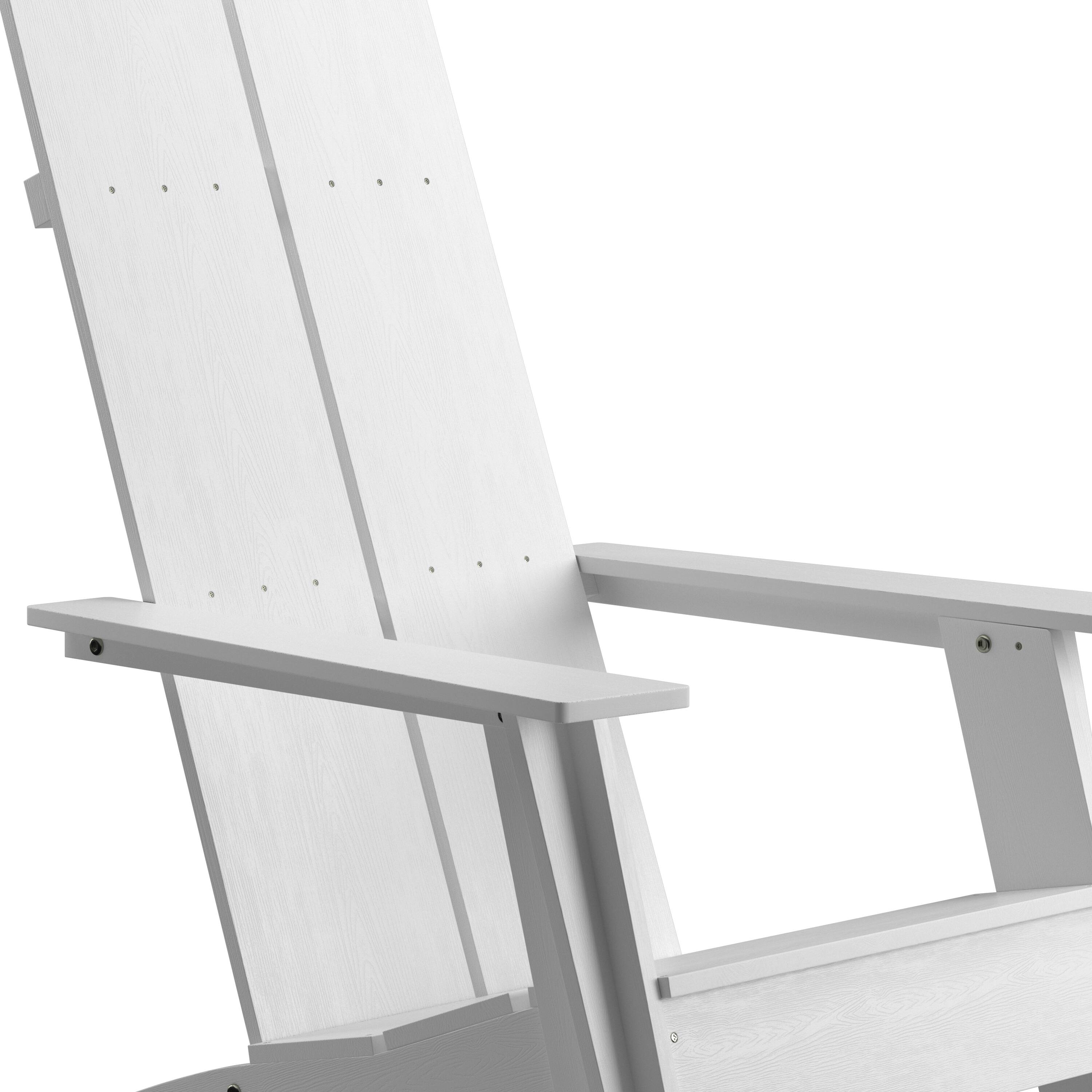 Alt View 9. Emma + Oliver - Set of 4 Modern Dual Slat Back Indoor/Outdoor Adirondack Style Chairs - White.