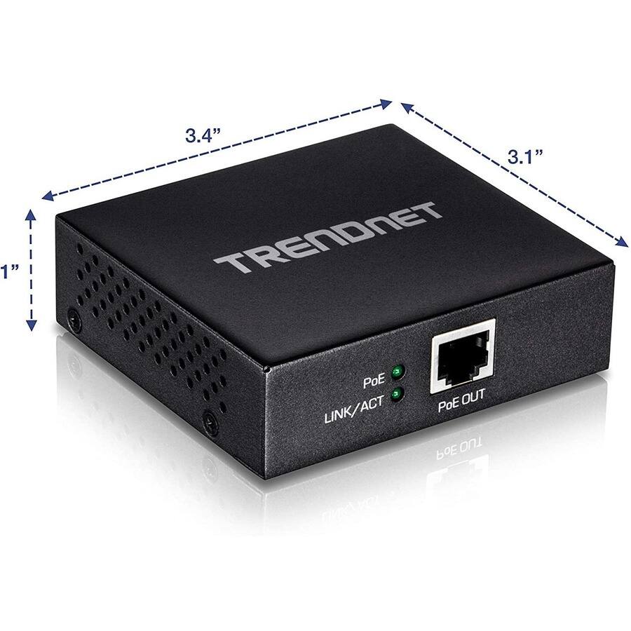 1"  
3.4" 3.1"  
TRENDNET  
PoE  
PoE OUT  
LINK/ACT