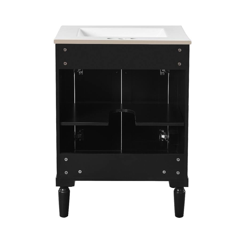 Alt View 10. Loheer - Loheer 24 inch bathroom vanity with sink Black Modern Storage Cabinet - Black.