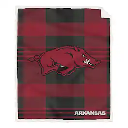 Pegasus - Arkansas Razorbacks 60" x 70" Plaid Steel Royal Plush Sherpa Blanket - Multicolor