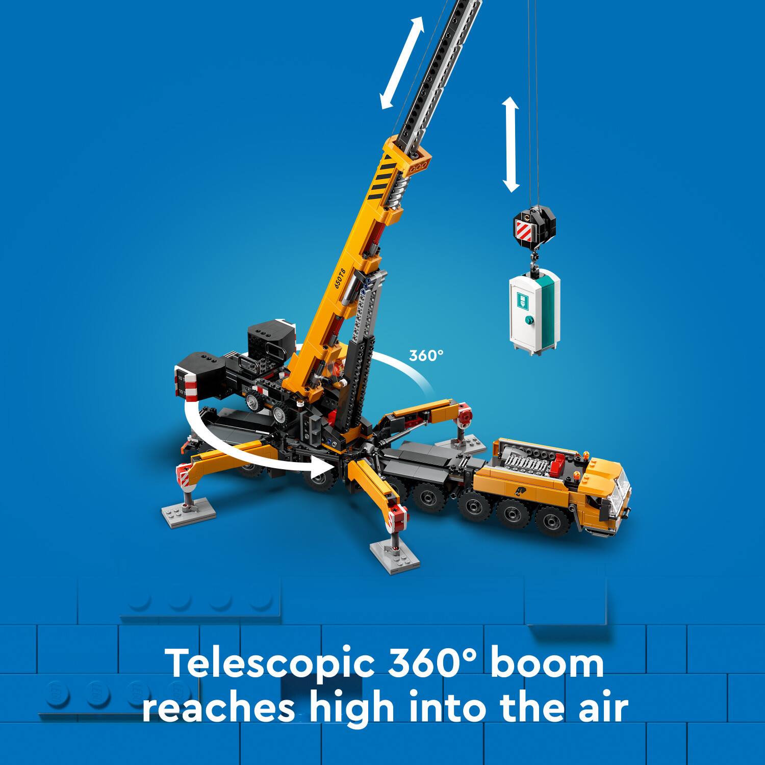Telescopic 360 boom reaches high into the air.