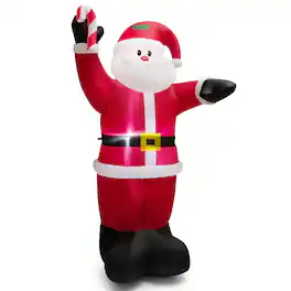 Costway - 8 FT Inflatable Santa Claus Holding Crutch Lollipop Blow-up Christmas Decoration - Multicolor