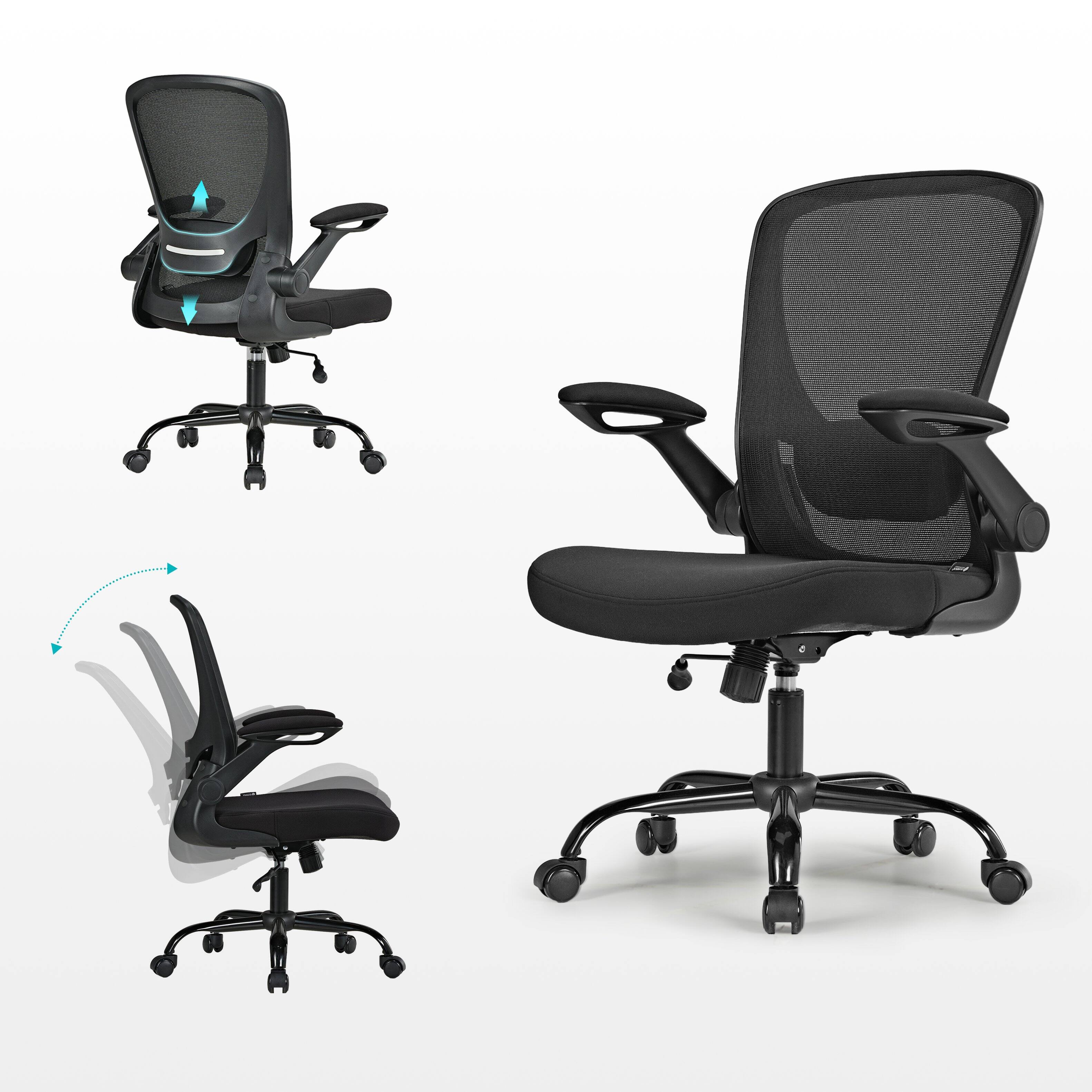 Back. Eureka Ergonomic - Ergonomic Mesh Office Chair with Adjustable Lumbar Support & Flip-Up Armrests - Black.