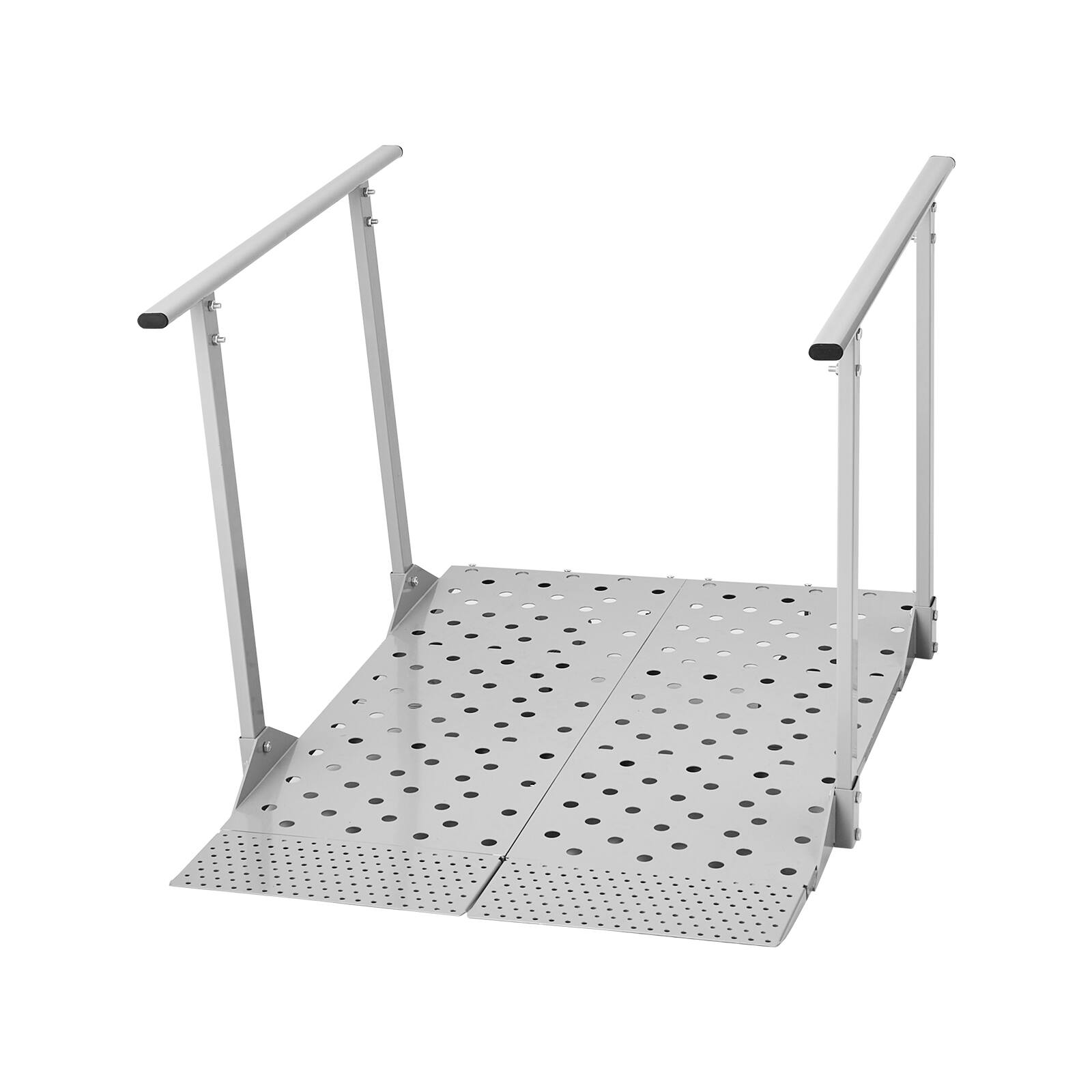 Alt View 5. VEVOR - Wheelchair Ramp with Handrails, 44.9 x 33.5 in, Heavy Duty Aluminum Handicap Ramp, 440 lbs Capacity - Silver.