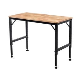 TinyHomie - 48in Adjustable Workbench Rubber Wood Shop Table with Rubber Pads Hardwood Workstation Weight Capacity over 2000Lbs - Black