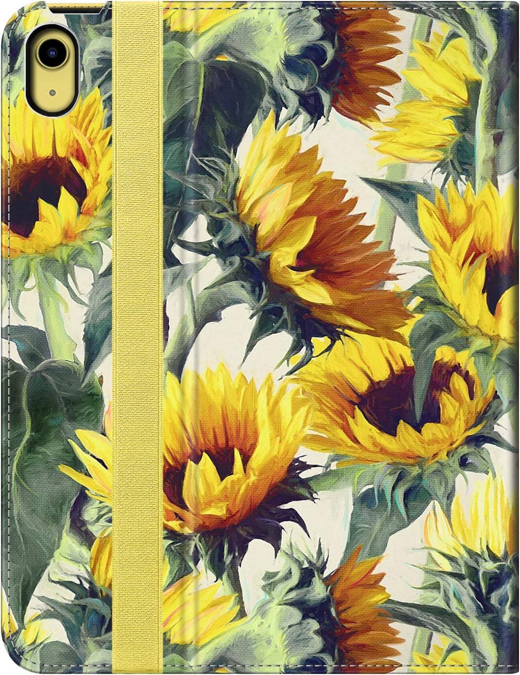 Alt View 5. Fintie - Folio Case for iPad (A16) 11-inch 2025 and iPad 10th Gen 10.9 inch 2022, Multi-Angle Viewing Protective Stand Cover - Sunflowers.