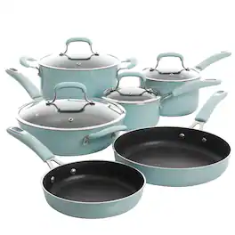 Kenmore - Elite Andover 10 Piece Nonstick Aluminum Cookware Set - Glacier Blue