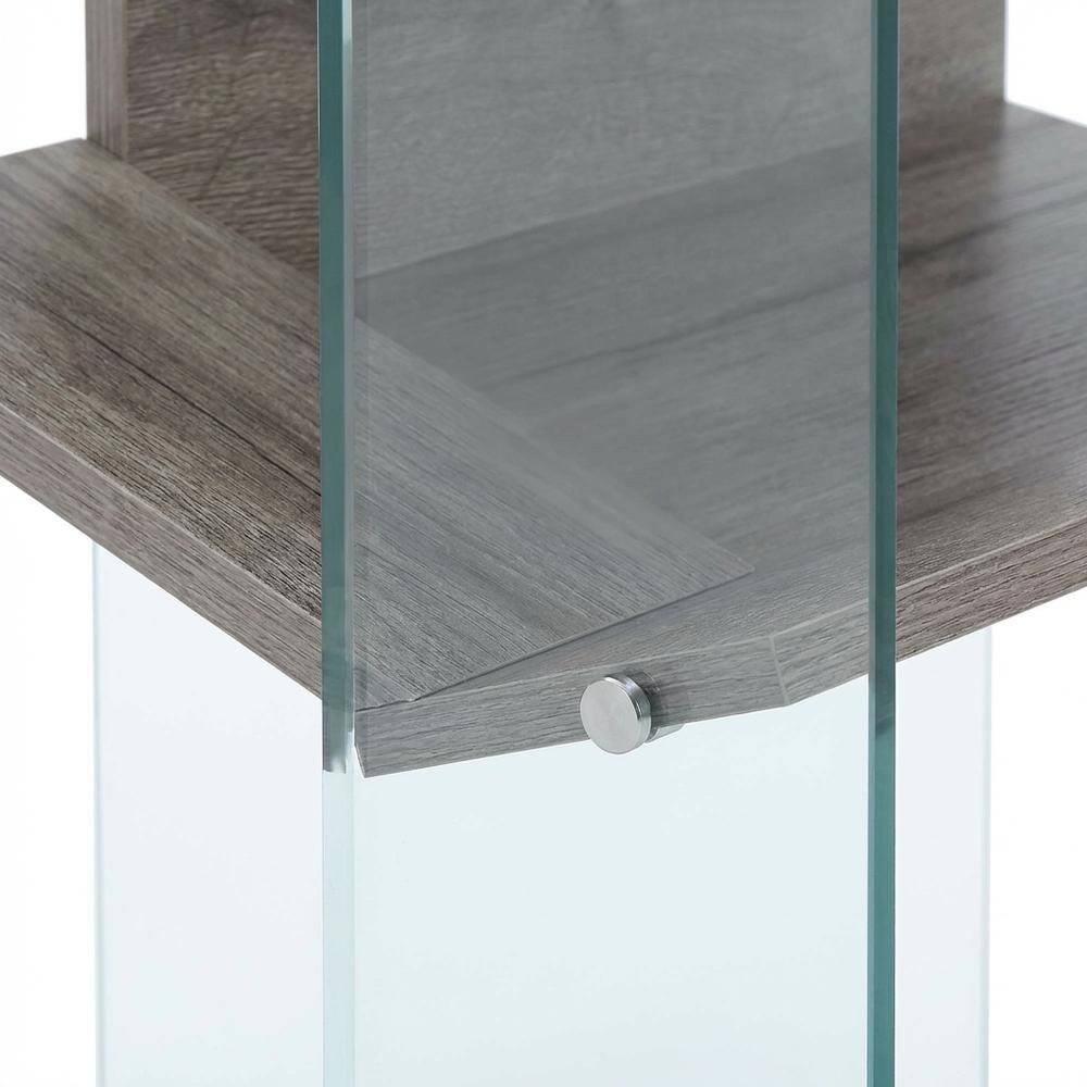 Left. FurniFact - Modern End Table with Wooden Finish and Compact Design - Clear And Gray.
