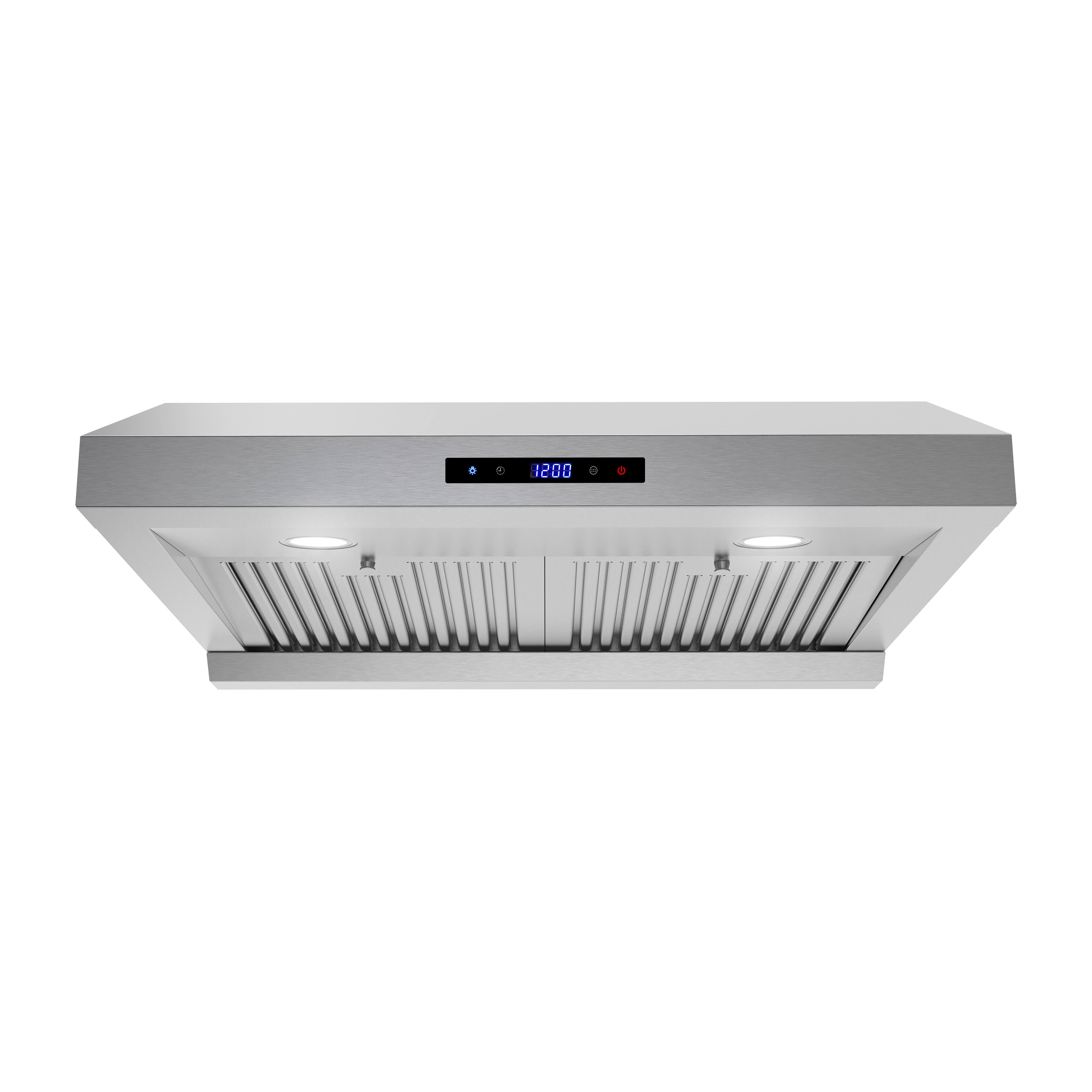 Angle. Streamline - 30 in. Andrano Ducted Undermount 406 CFM Range Hood, Baffle Filters, Touchpad Control, LED Lights - Brushed Stainless Steel.