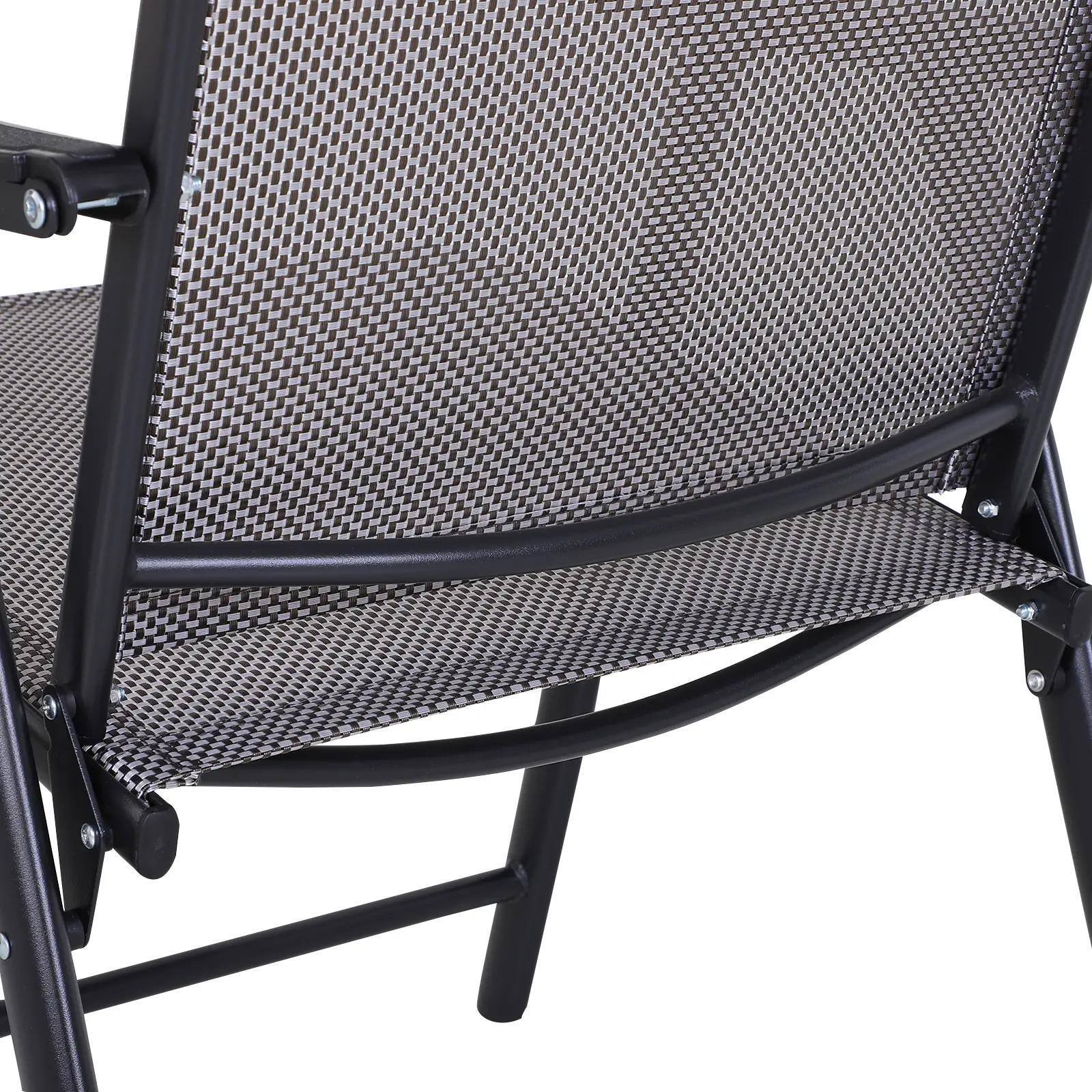 Alt View 4. Resenkos - Resenkos 4-Pack Outdoor Folding Chairs, with Armrests, Sturdy Metal Frame, Ideal for Patio Dining, Dark Gray - Dark Gray.