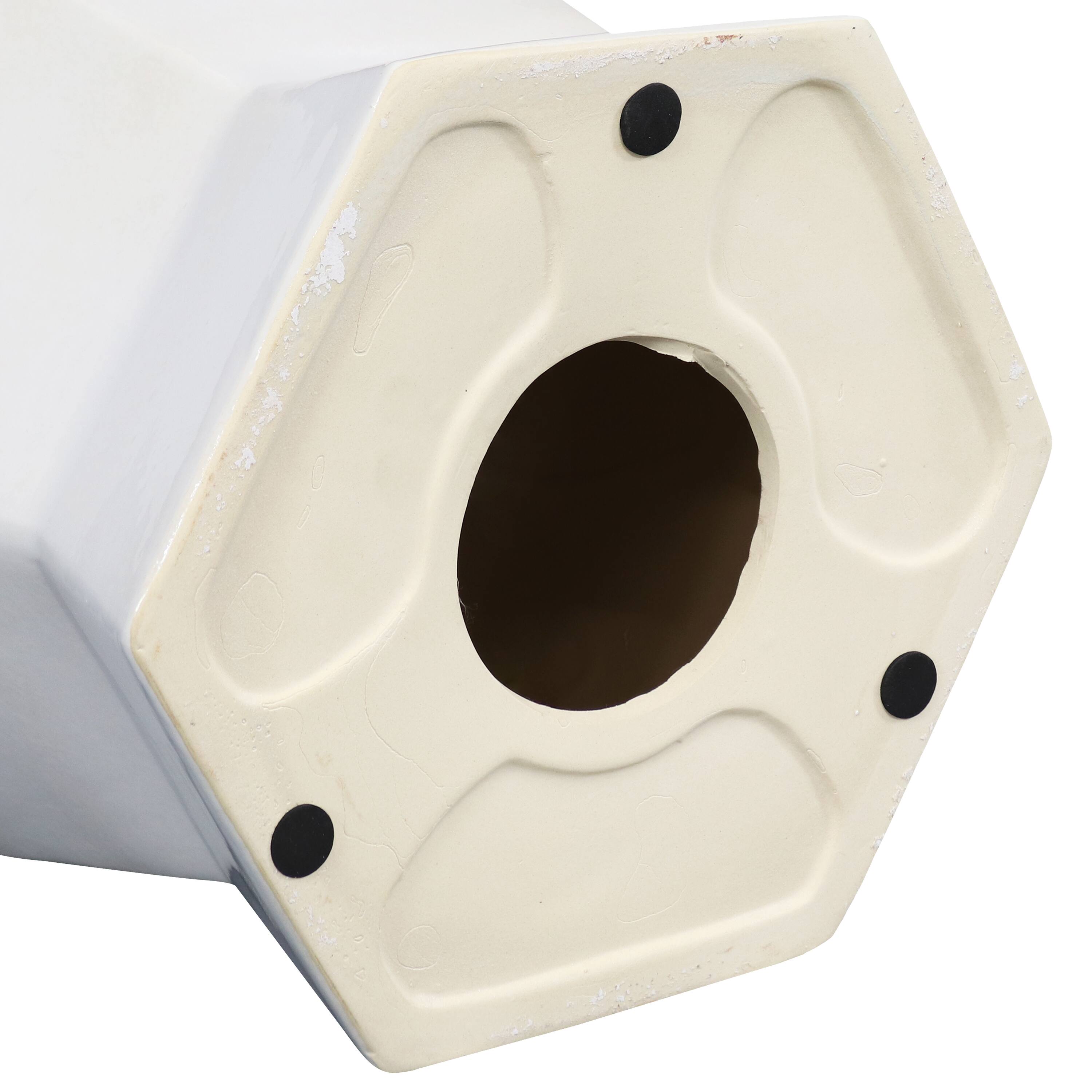 Alt View 7. Sunnydaze - 17.25 in Moderno Geometric Glaze Ceramic Garden Stool - White.