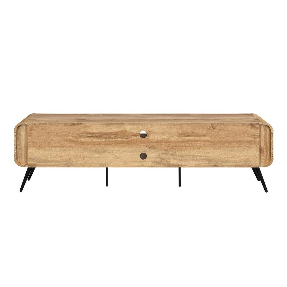 Alt View 3. New Classic Furniture - Rowan Wood Low Profile TV Console in Natural/Beige - Brown.