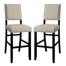 Manhattan Lane - SANIA II Rustic Bar Chair In Ivory Linen, Set of 2 - Cream