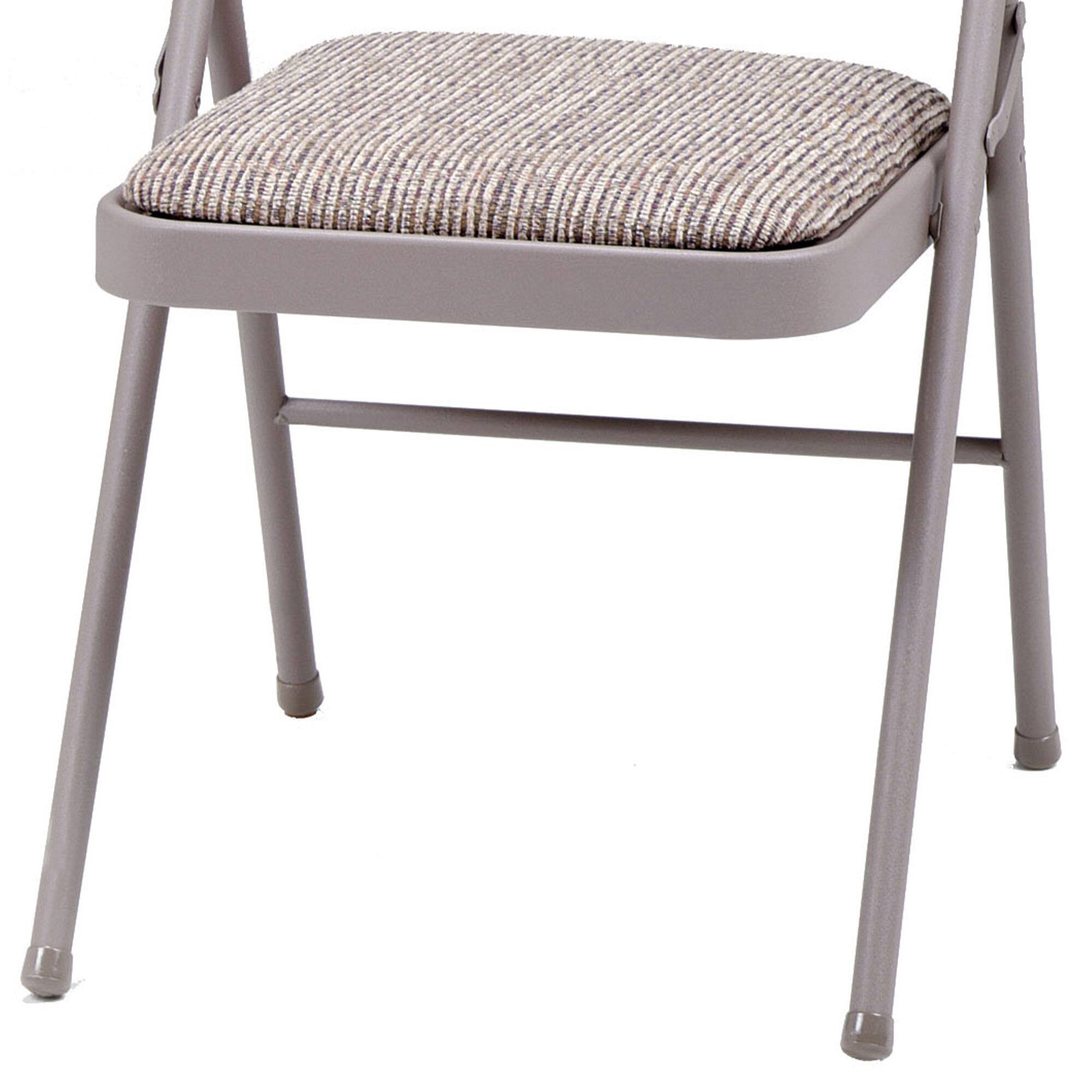 Alt View 6. MECO - MECO Sudden Comfort Deluxe Fabric Padded Folding Chair Set, Chicory Lace(4 Pack) - Beige.