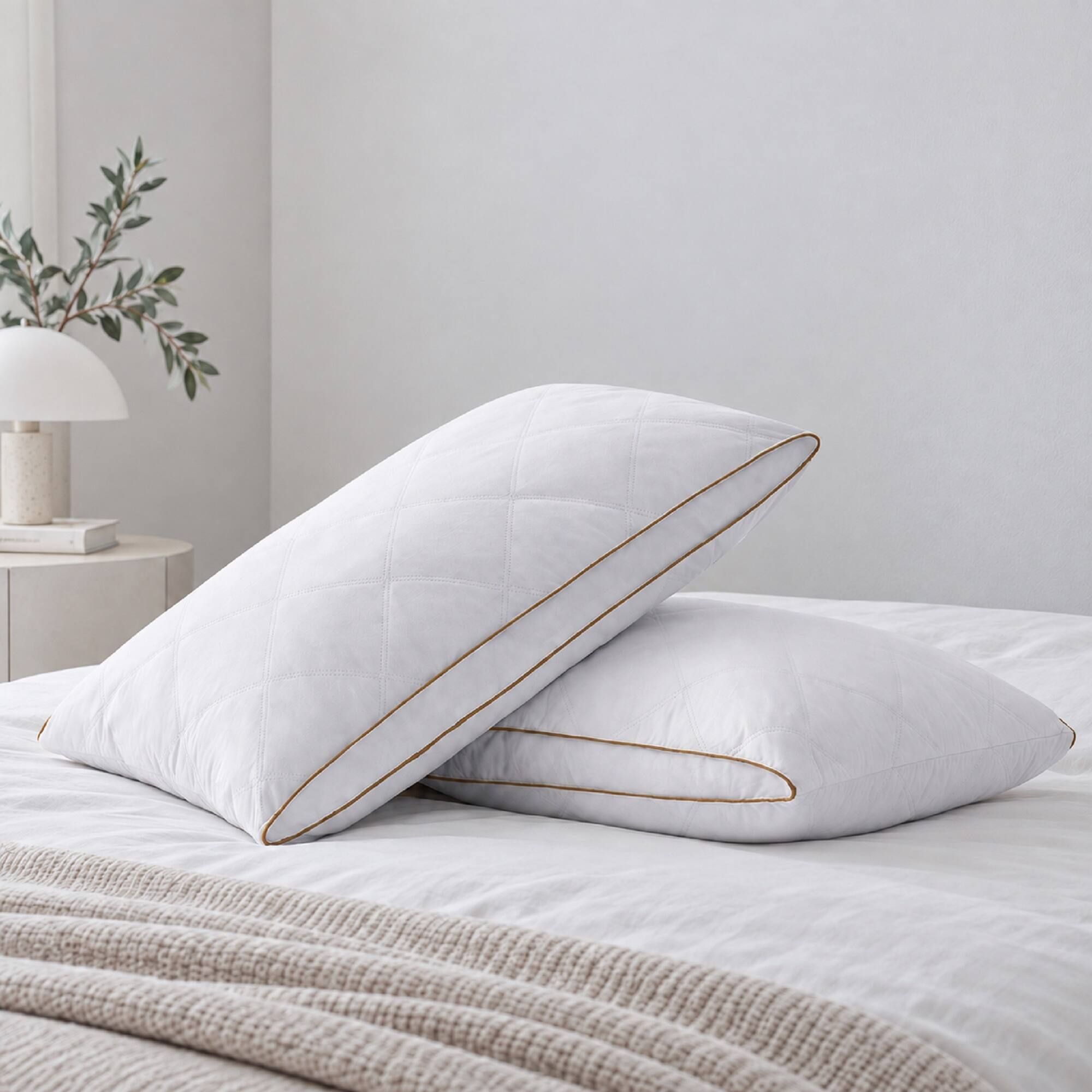Angle. Peace Nest - Peace Nest Gusseted Goose Down Feather Pillows Set of 2 - White.