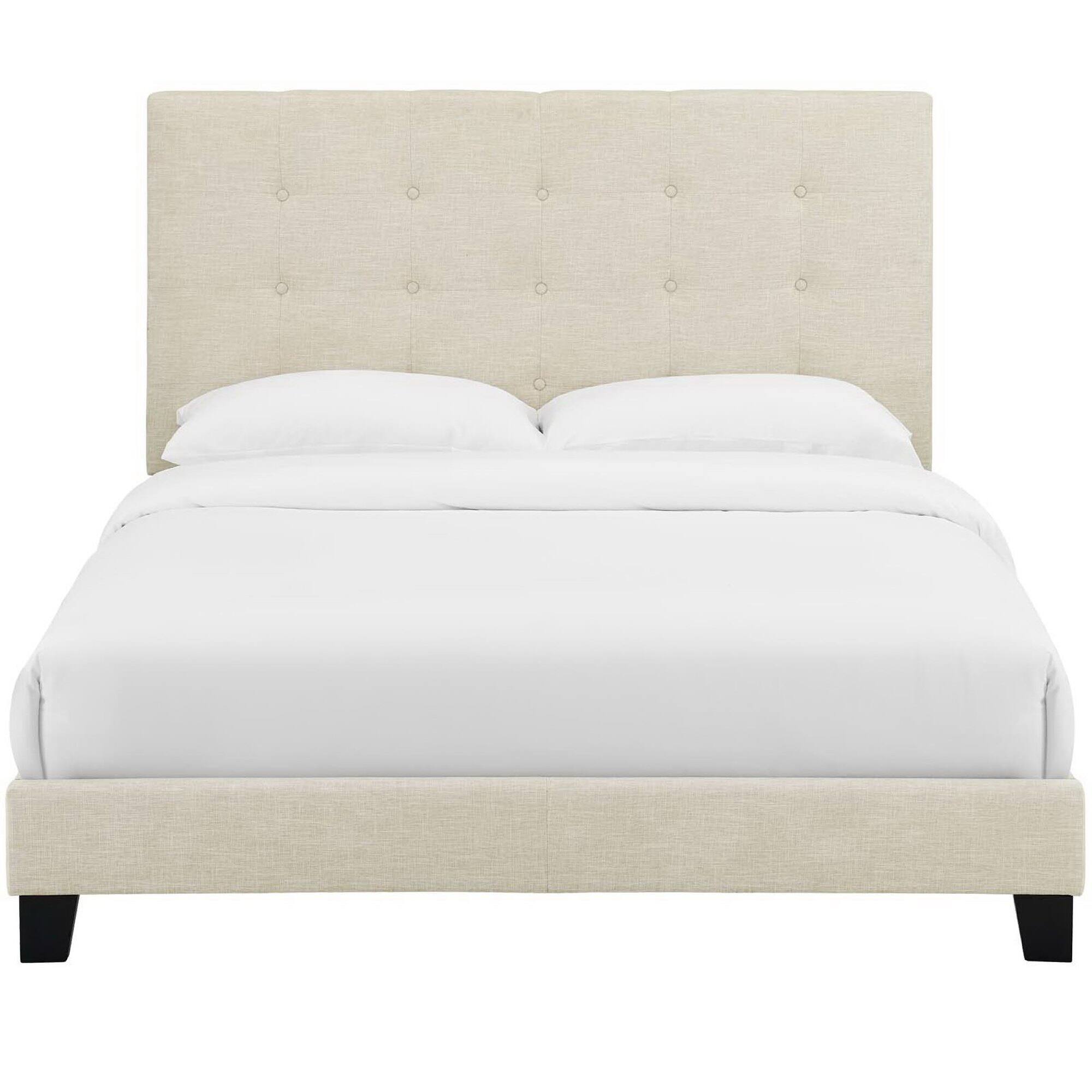 Alt View 1. Modway - Sharon Vinyl Queen Bed Frame with Squared Tapered Legs - White.