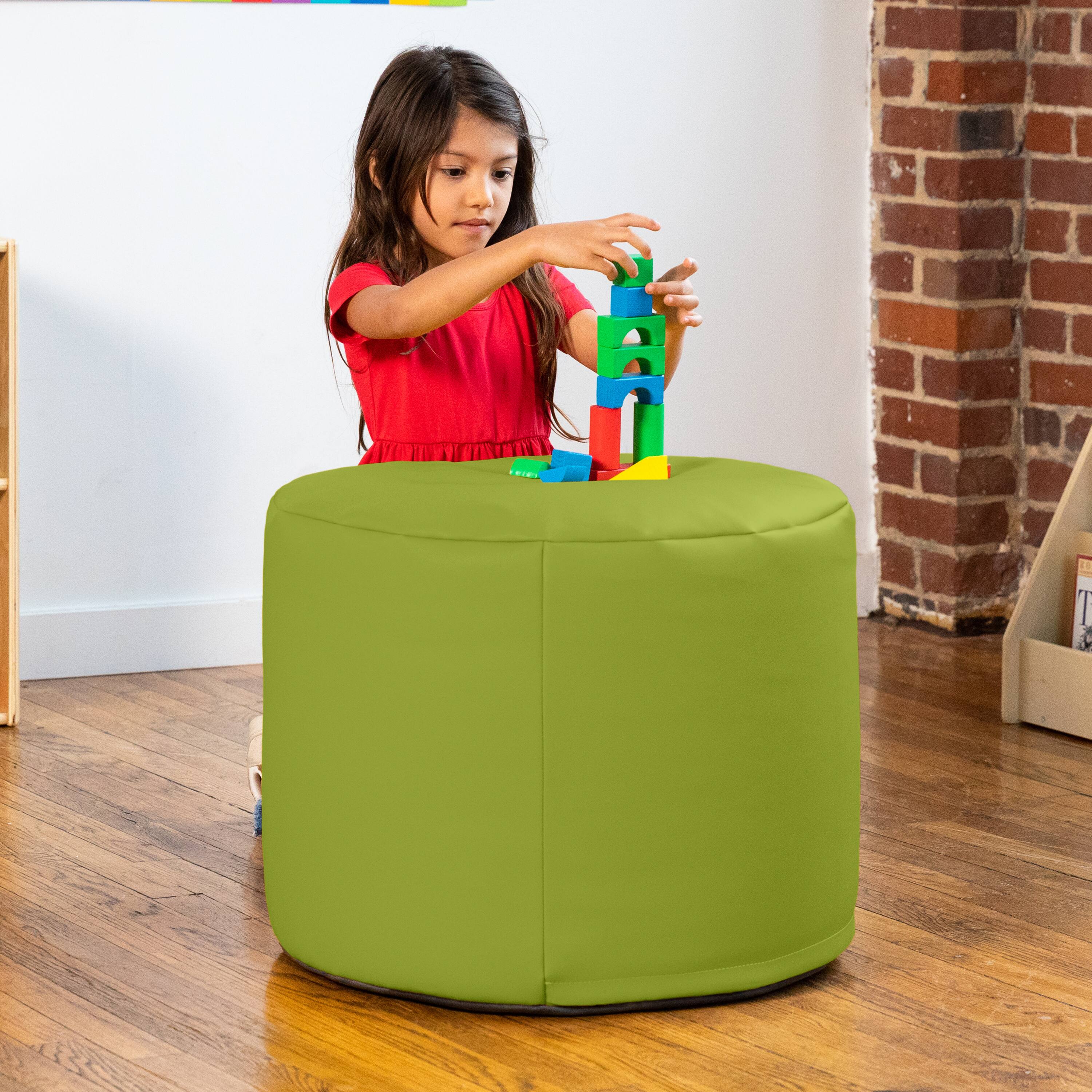 Back. Jaxx - Jaxx Mallo Modular Pouf Classroom Bean Bag Seat, Premium Vinyl - Green - Green.