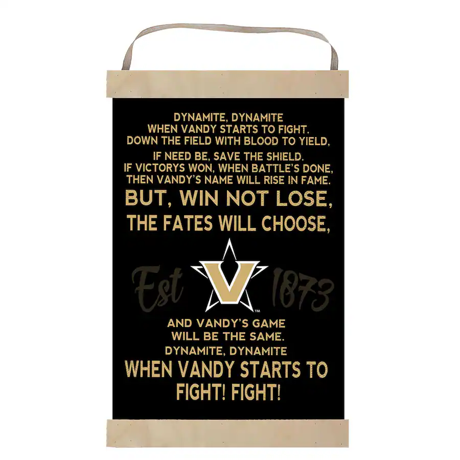 Go Vandy Jardine Vanderbilt Commodores 12'' x 20'' Fight Song Banner Sign Black ...
