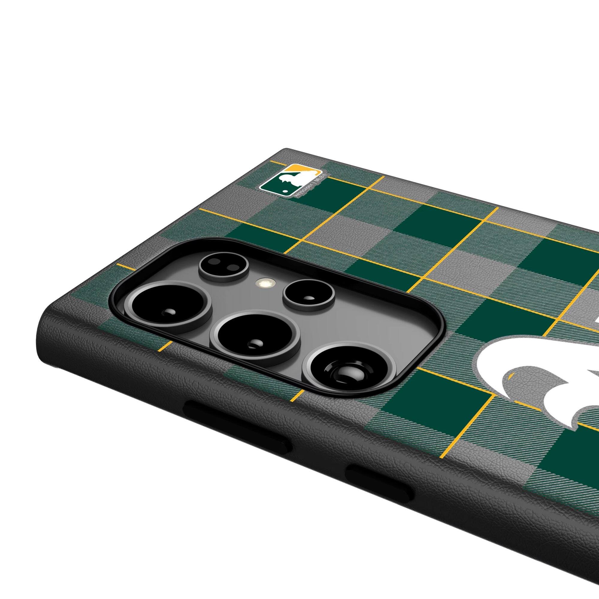 Alt View 3. Keyscaper - Athletics Plaid Galaxy Magnetic Bump Case - S25 - Black.