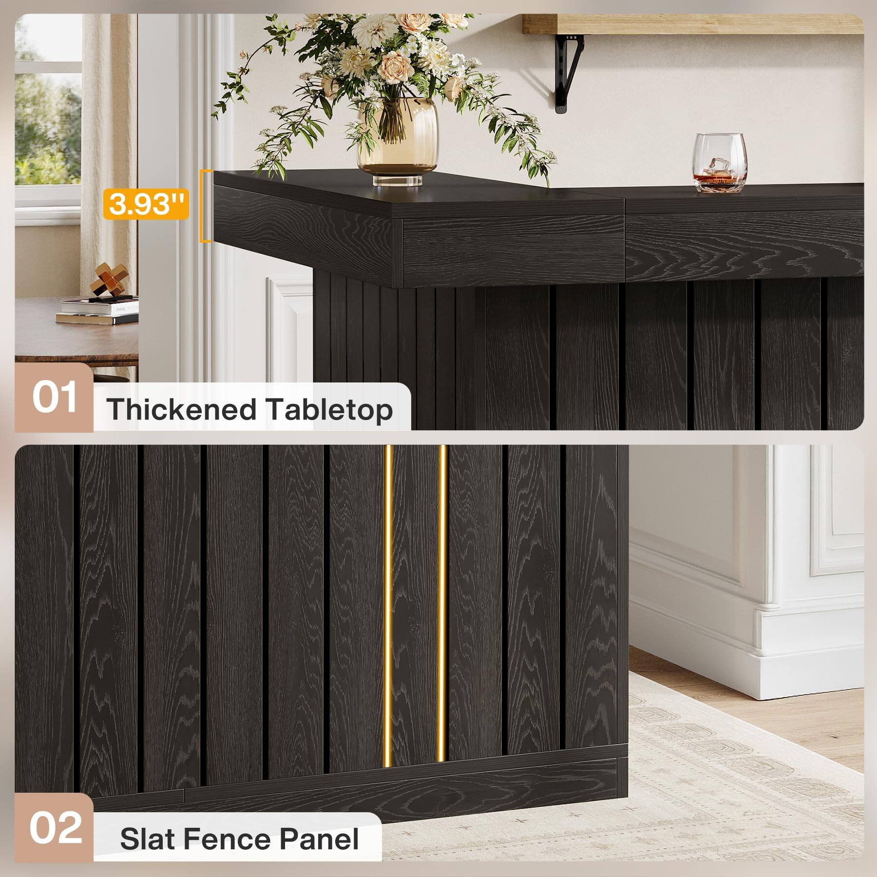 3.93"  
01 Thickened Tabletop  
02 Slat Fence Panel