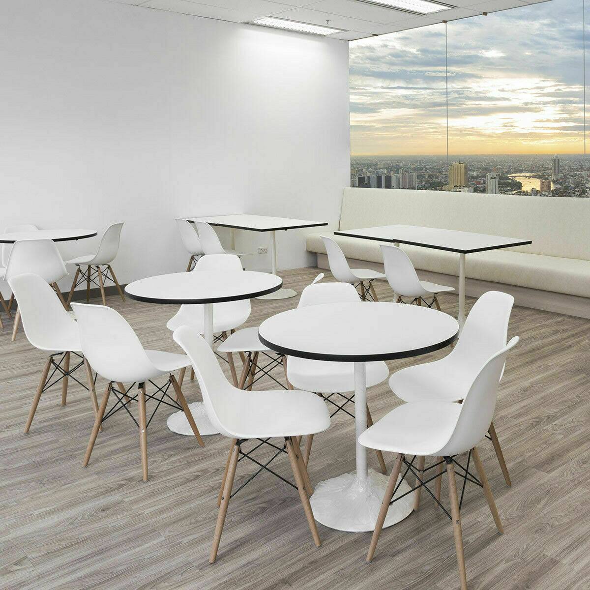 Alt View 3. Gymax - Gymax Set of 2 Dining Chairs Mid Century Modern Wooden Legs Kitchen Living Room - White.