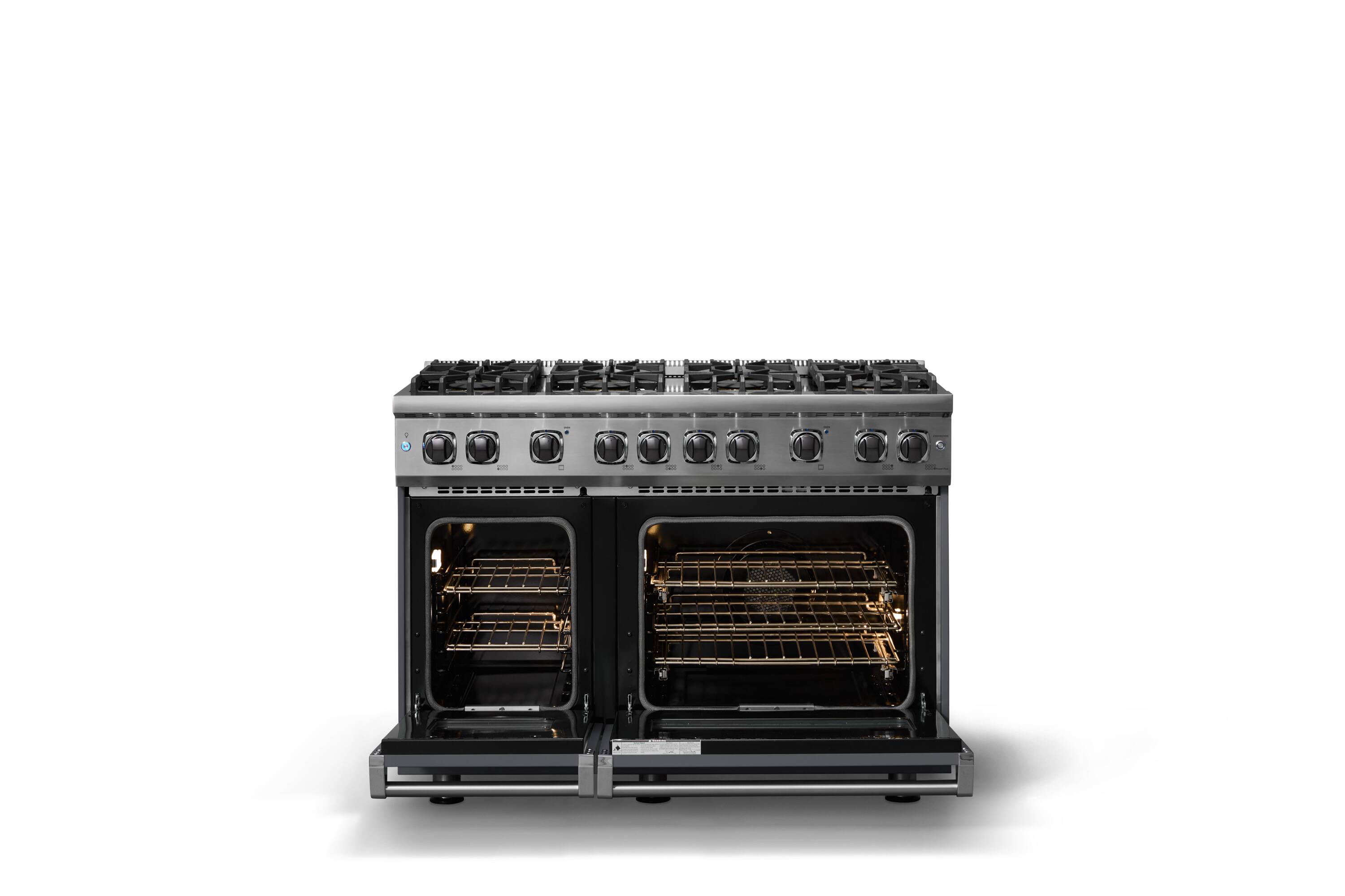 Alt View 3. Viking - 6.1 Cu. Ft. Professional 5 Series Freestanding Double Oven Gas Convection 8 Burner Range - Cast Black.