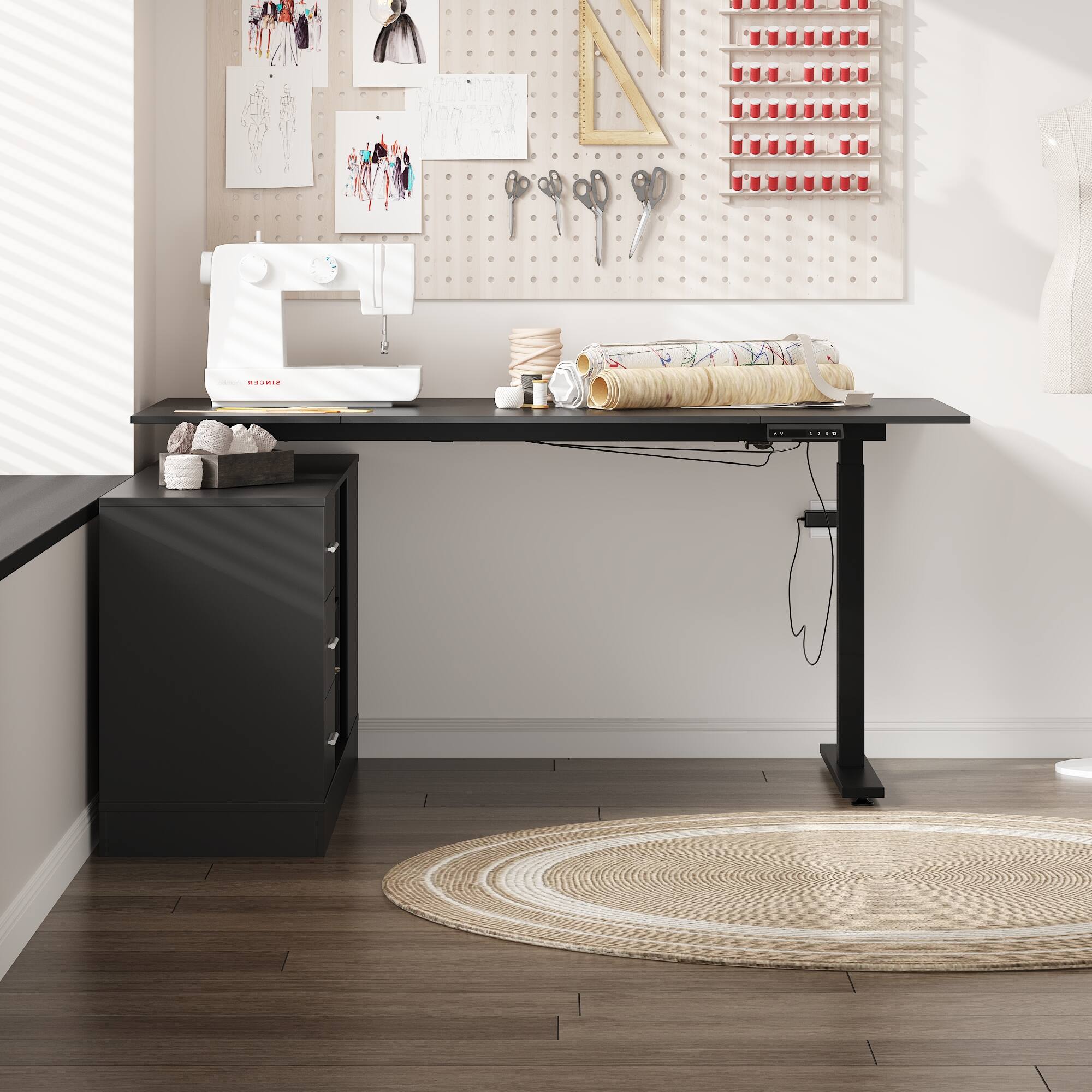 Back. FUFU & GAGA - FUFU&GAGA Electric Height - Adjustable Desk – Ergonomic Office Workstation - Black.