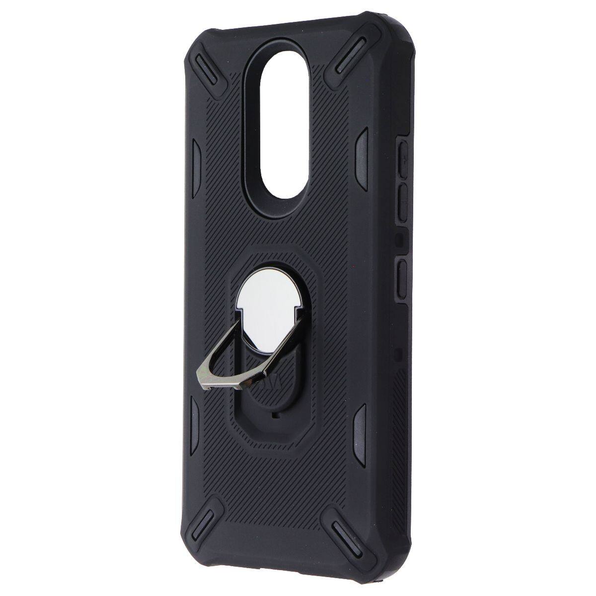 Front. Mybat - MyBat Premium Anti-Drop Case for LG K40 Smartphone - Black - Black.