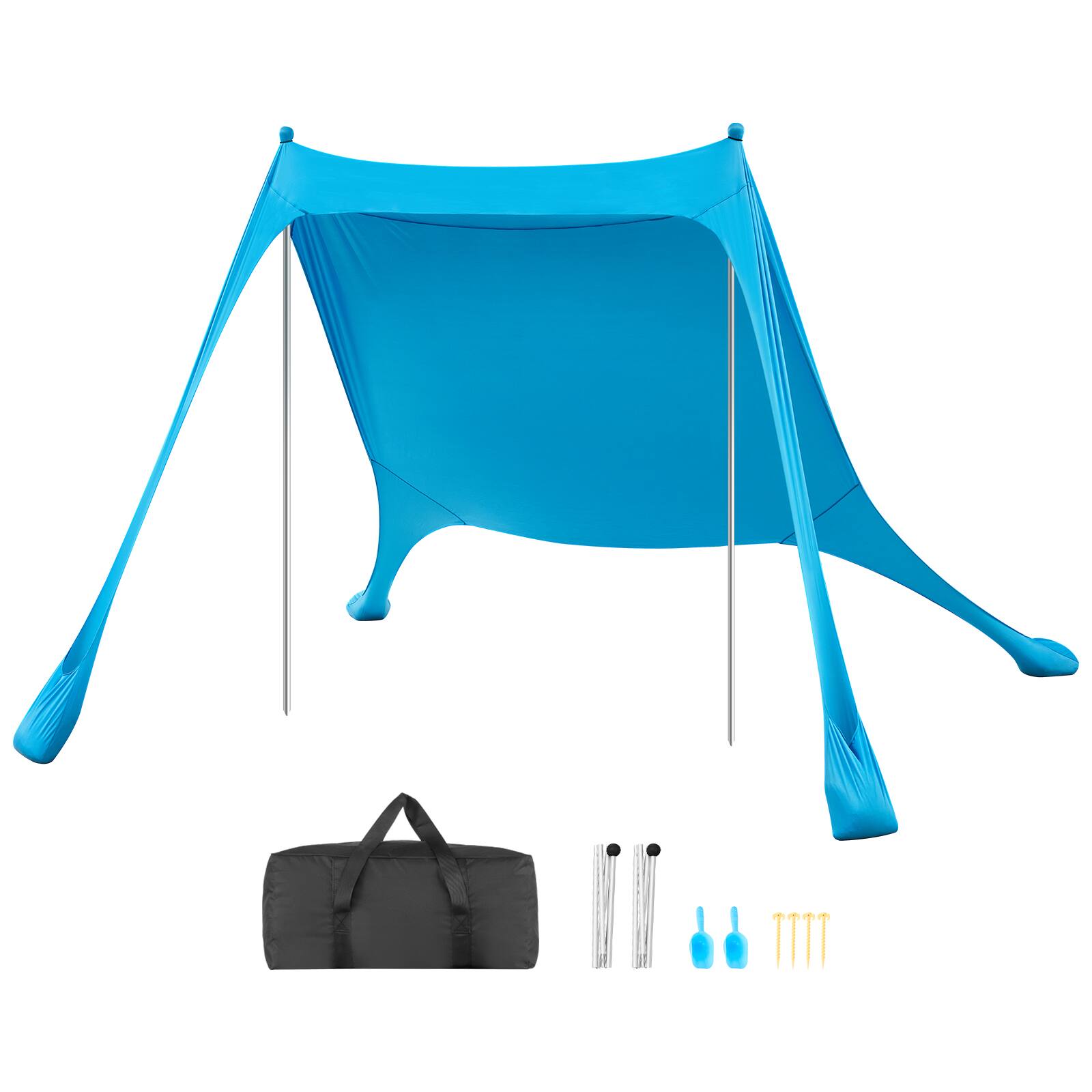 Alt View 5. VEVOR - Beach Tent Sun Shelter, UPF50+ Sun Protection, 6.6 ft Tall, 7.5x7.5 ft, Easy Pop Up Beach Canopy with Sandbags - Blue.