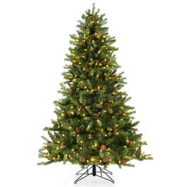 Costway - 6 FT Pre-Lit Christmas Tree 3-Minute Quick Shape with Quick Power Connector Timer - Green
