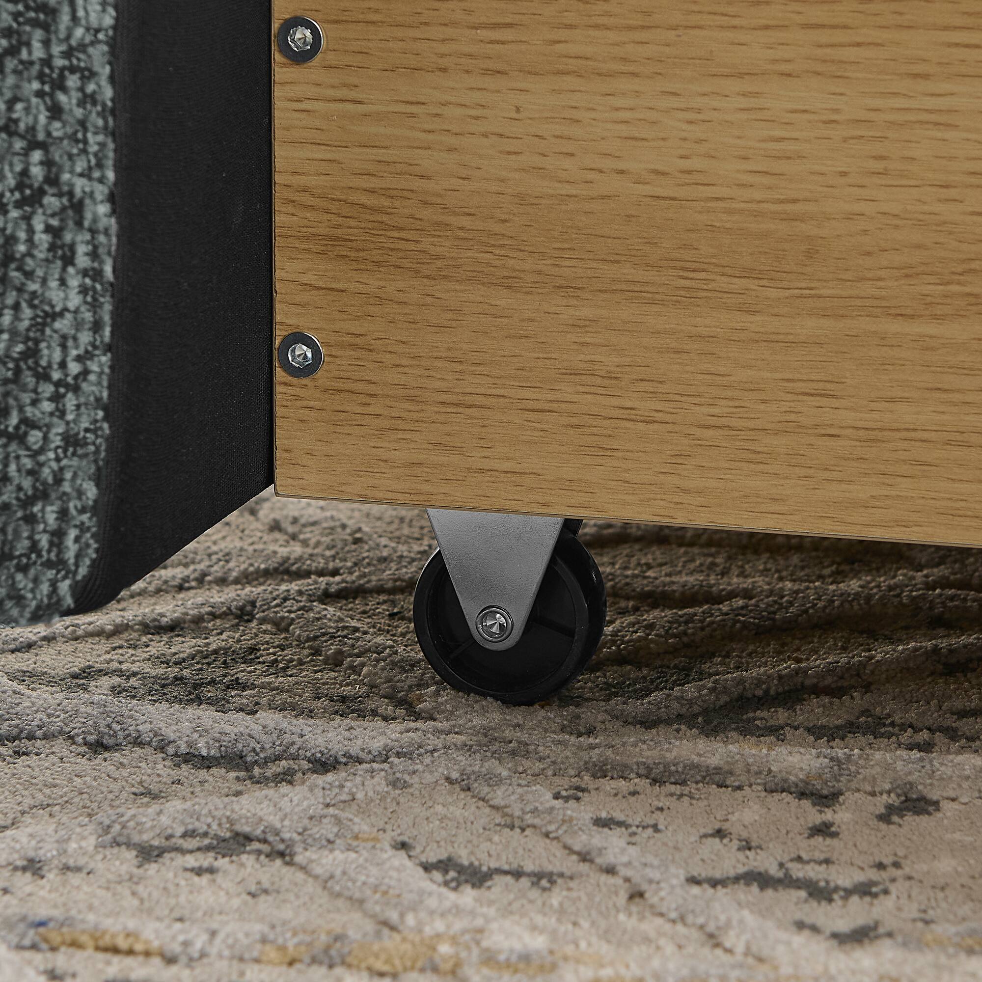 Angle. Anysun - Queen Minimalist Upholstered Bed Frame - Circle Yarn Fabric, Curved Headboard, Wheeled Drawer Storage - Grey.