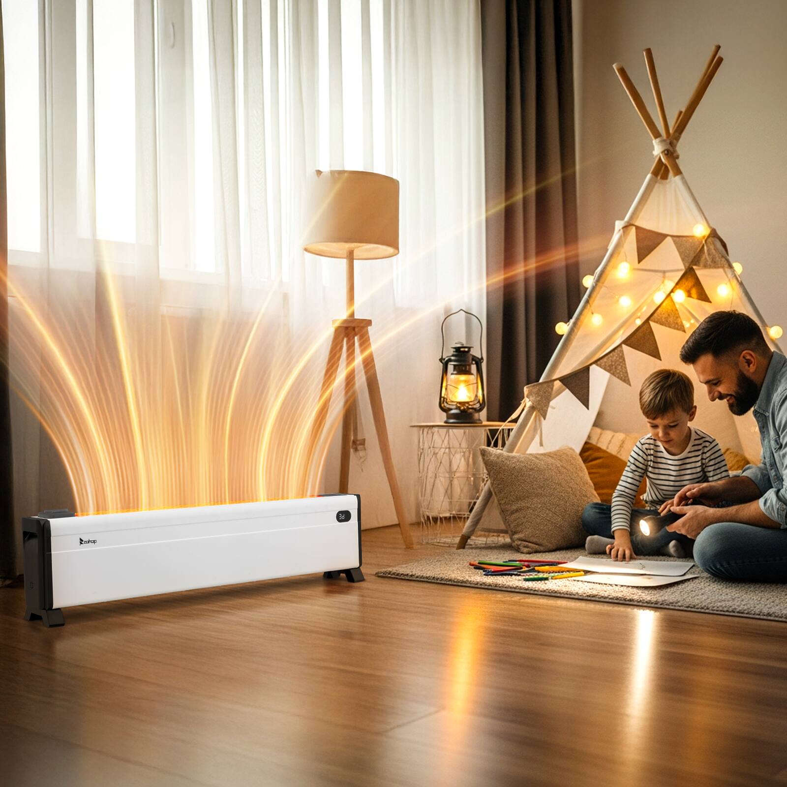 Alt View 1. Winado - 40" Baseboard Heater, 1500W Electric Baseboard Space Heater with 3 Heat Settings, Remote Control, Built-in Humidifier - White.