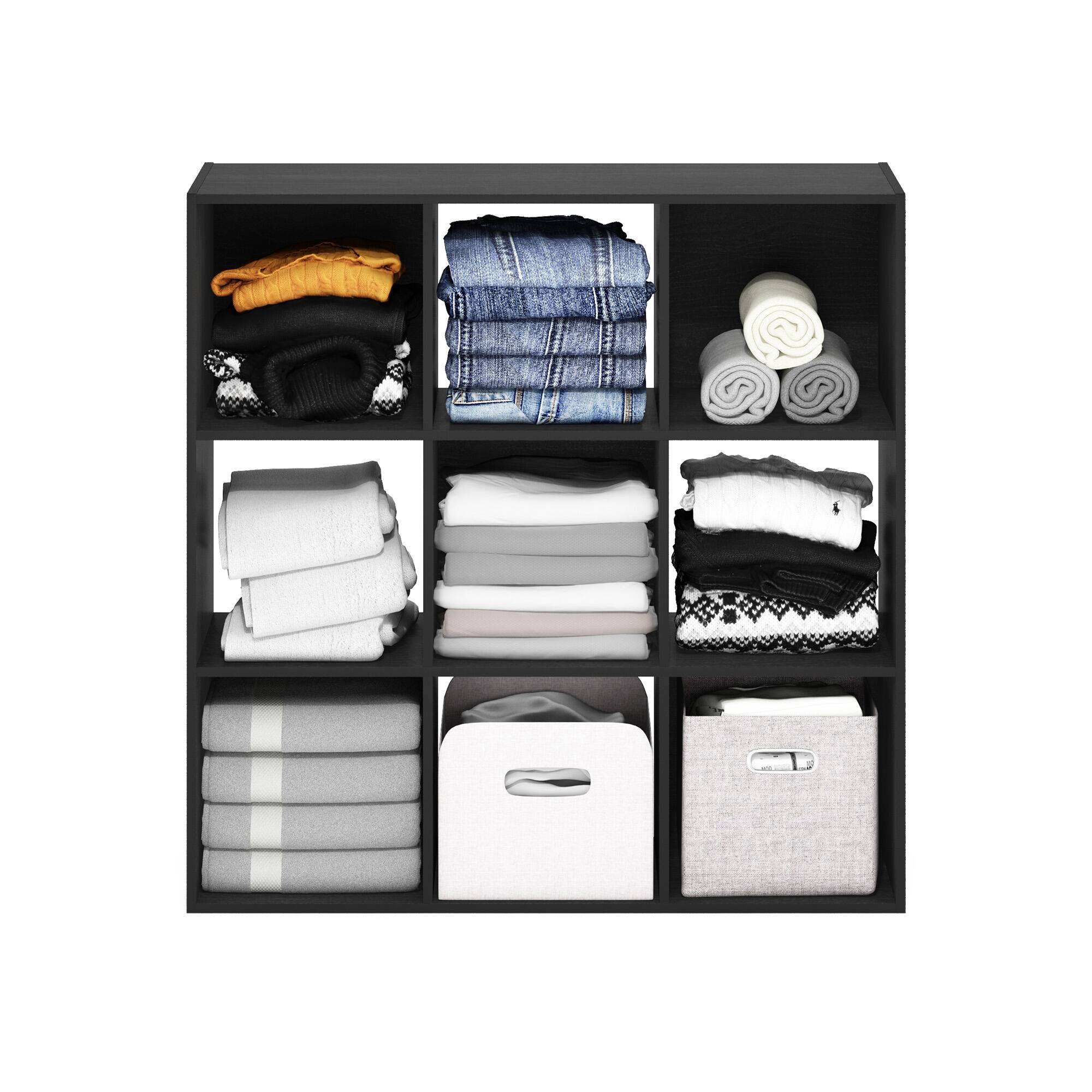Alt View 4. Furinno - Pelli Cubic Multipurpose Clothing & Closet Storage Organizer Shelf, 9-Cube - Americano.