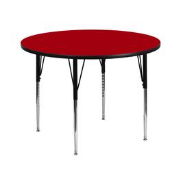 Emma + Oliver - 42" Round Laminate Adjustable Activity Table - Red