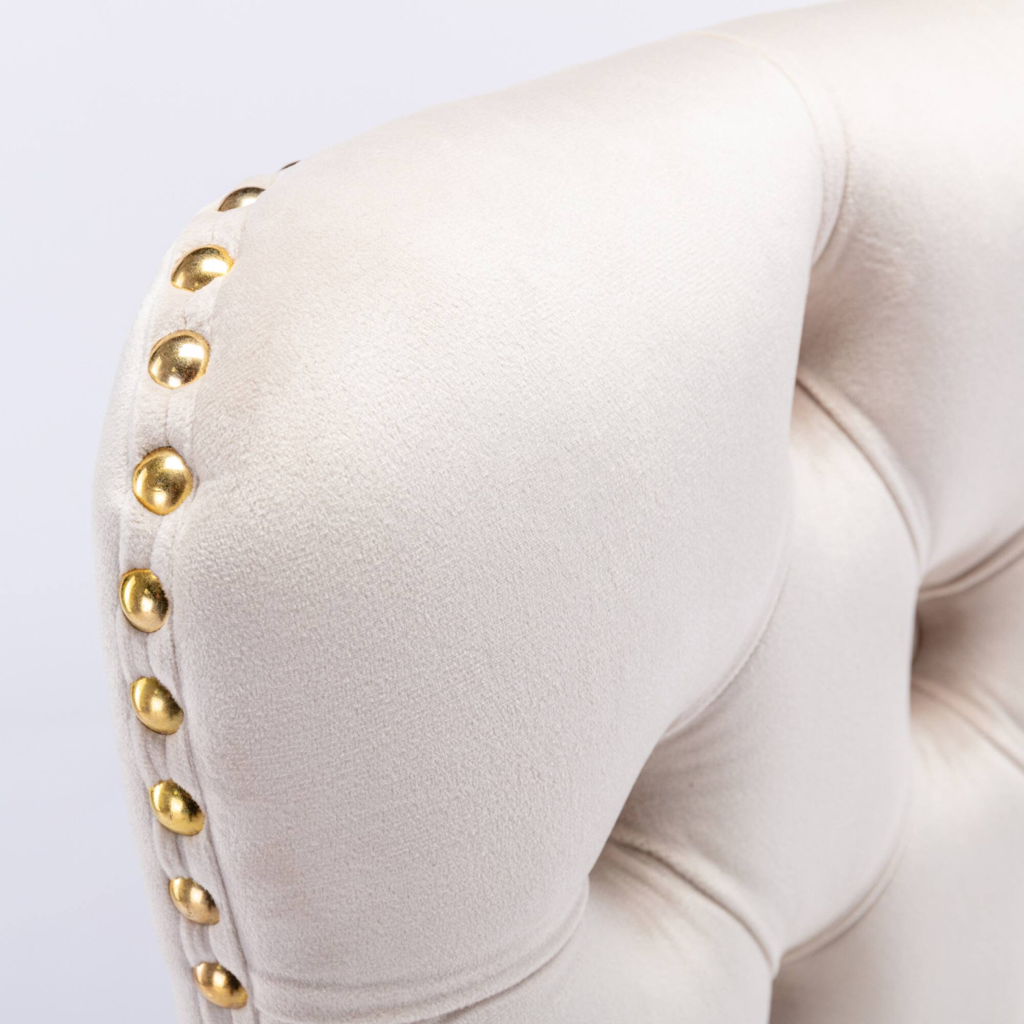 Alt View 7. GOODSILO - Luxury Swivel Velvet Barstools with Adjustable Height and Tufted Backrest for Home Kitchen and Pub - Beige.