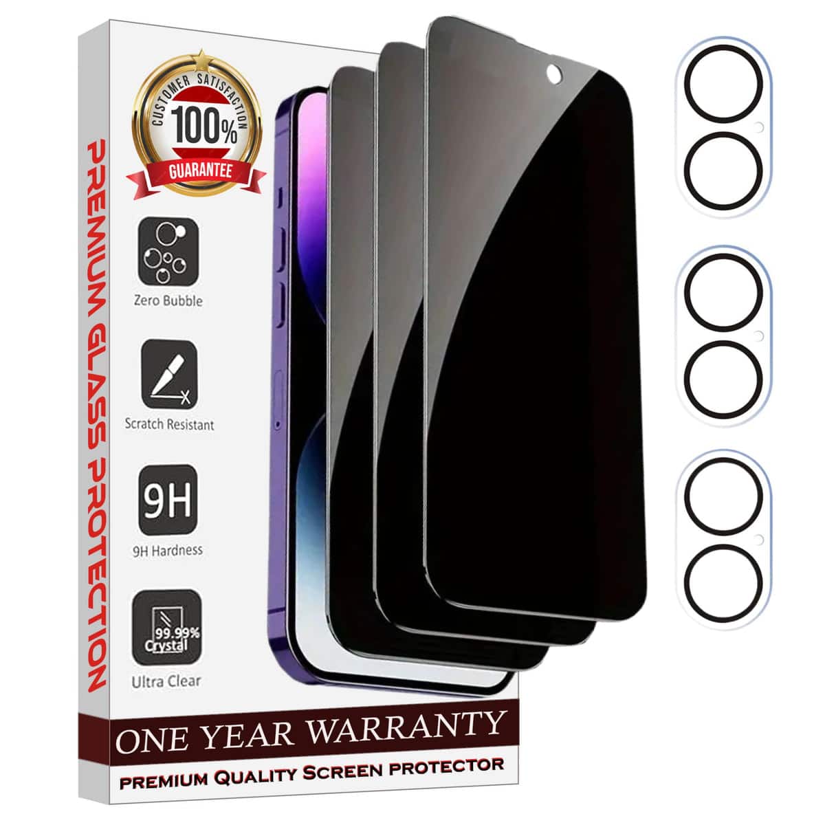 Entronix - Anti-Spy Privacy Screen Protector and Camera Lens Protector for iPhone 16 Plus - 6-Piece Set - Transparent