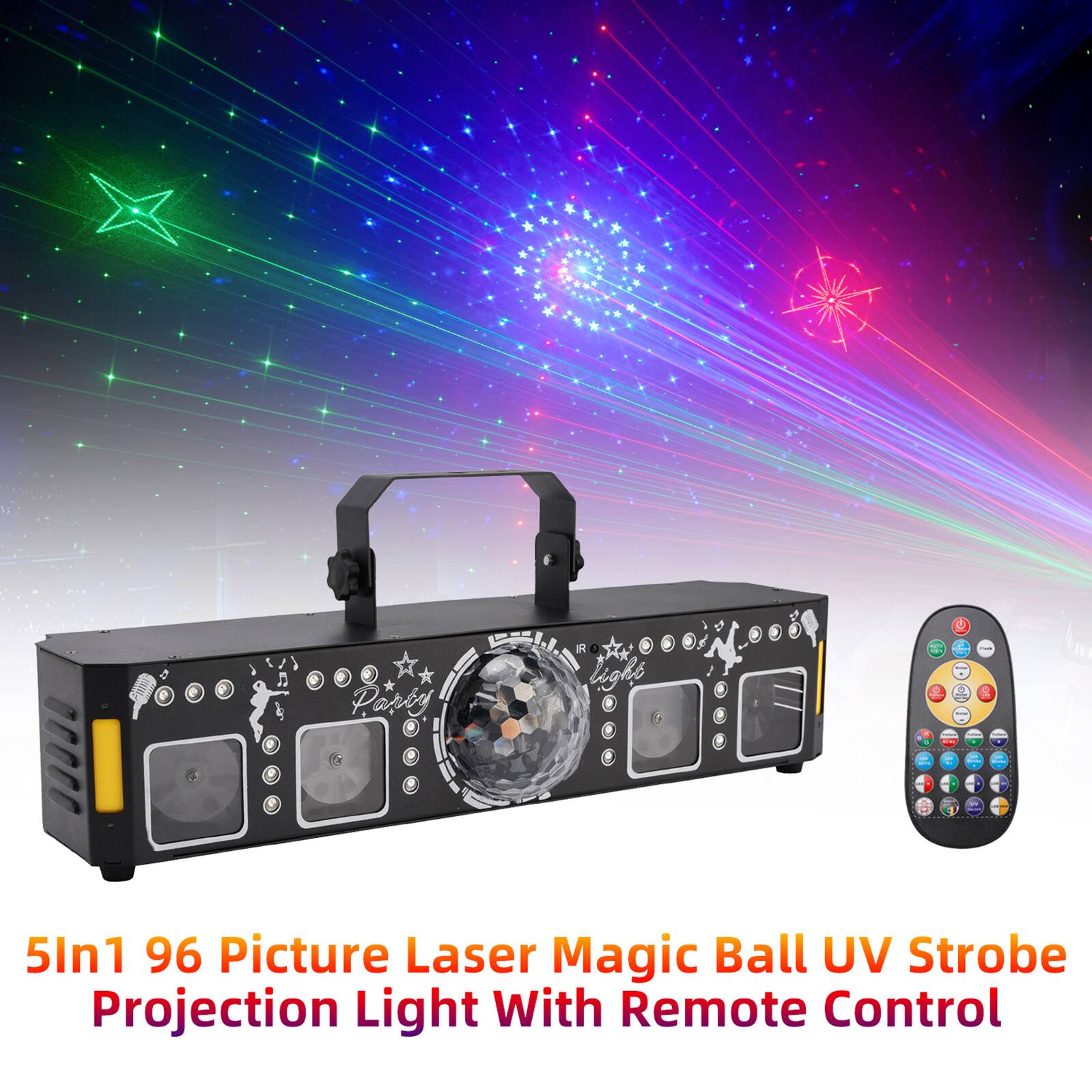 5In1 96 Picture Laser Magic Ball UV Strobe Projection Light With Remote Control