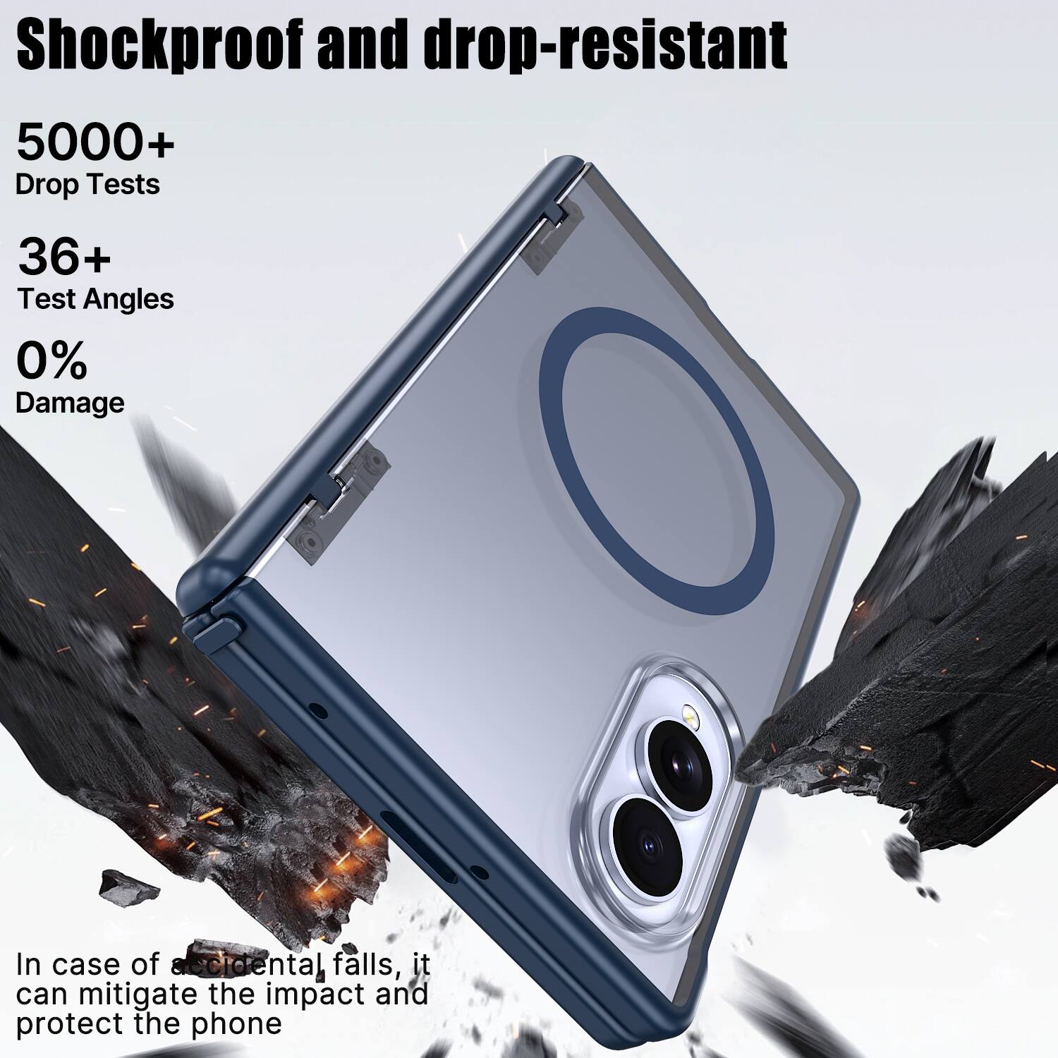 Shockproof and drop-resistant

5000+ Drop Tests

36+ Test Angles

0% Damage

In case of accidental falls, it can mitigate the impact and protect the phone
