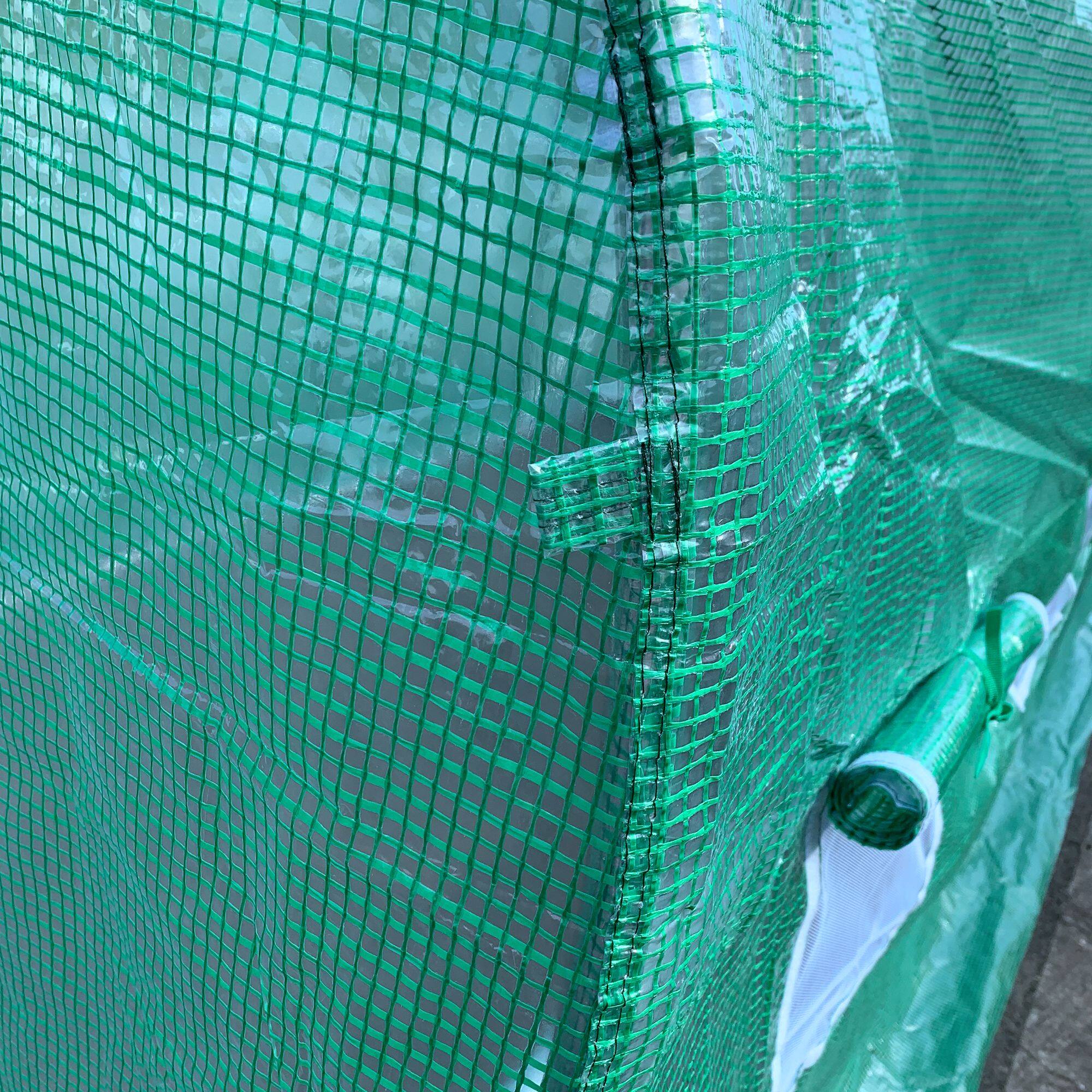 Angle. TinyHomie - 15 x 7 x 6.5FT Walk-in Tunnel Hoop Greenhouse Green House with Polyethylene PE Cover Steel Frame Roll-Up Zipper Door.