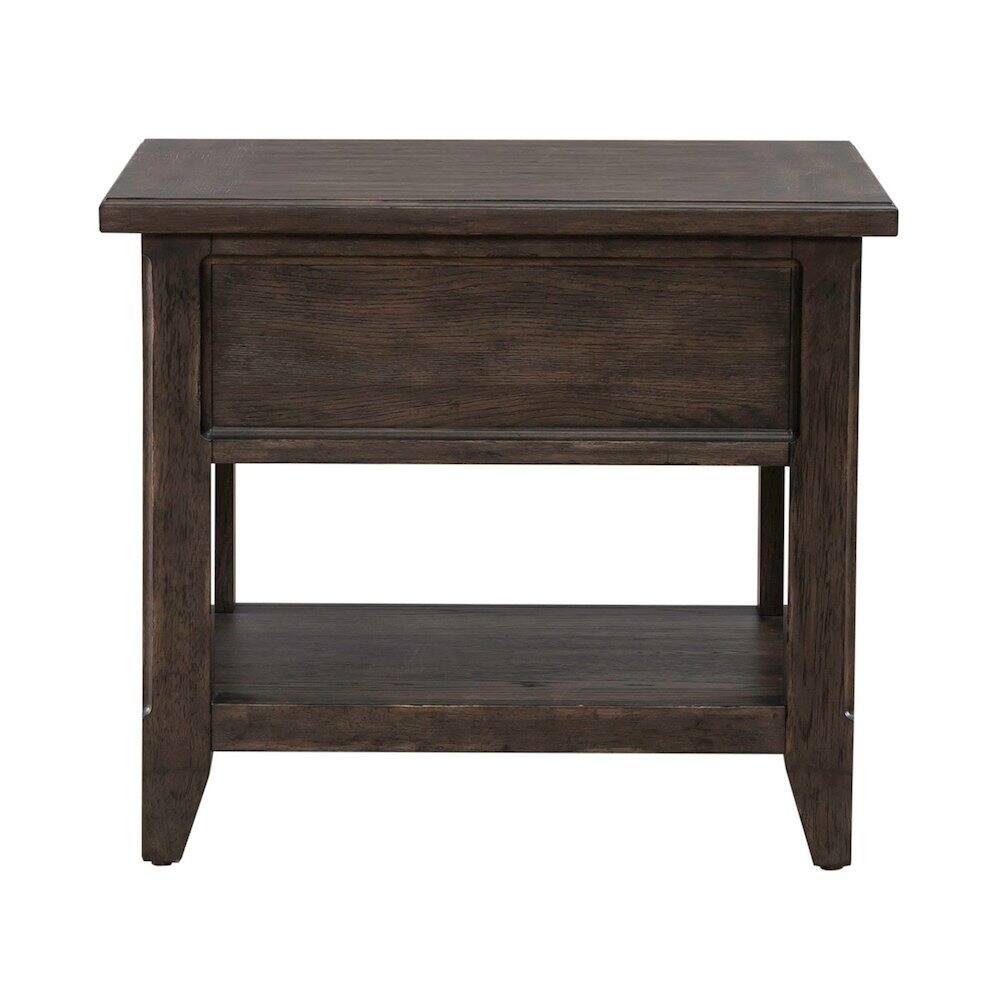 Back. Liberty Furniture Industries - Rectangular End Table Traditional - Storage Drawer - Saddle Brown Oak Wood - Saddle Brown.
