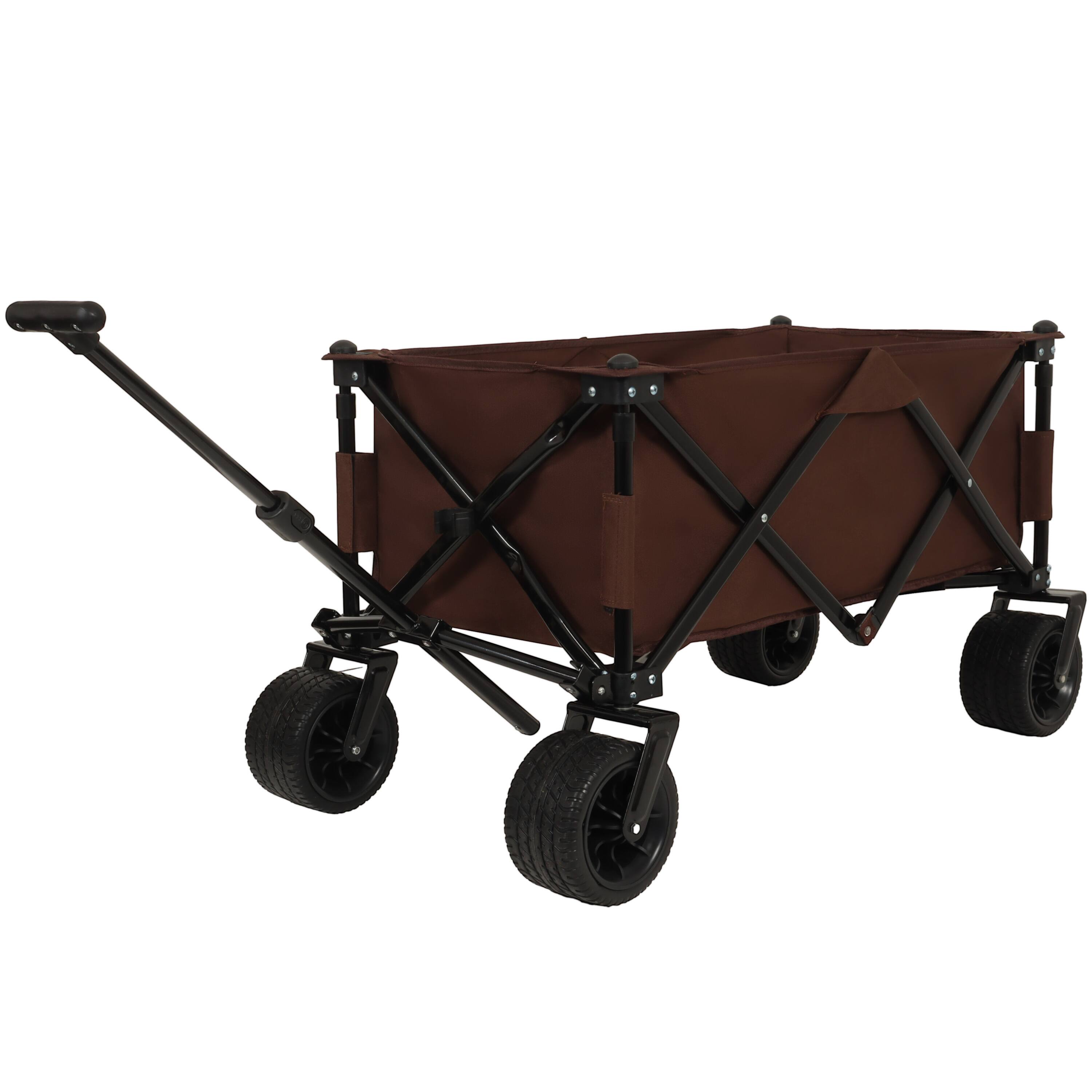 Left. APRILSOUL - Utility Park Garden Cart Tool Customized Color Folding Camping Trolley Outdoor Picnic Beach Wagon Brown - Brown.