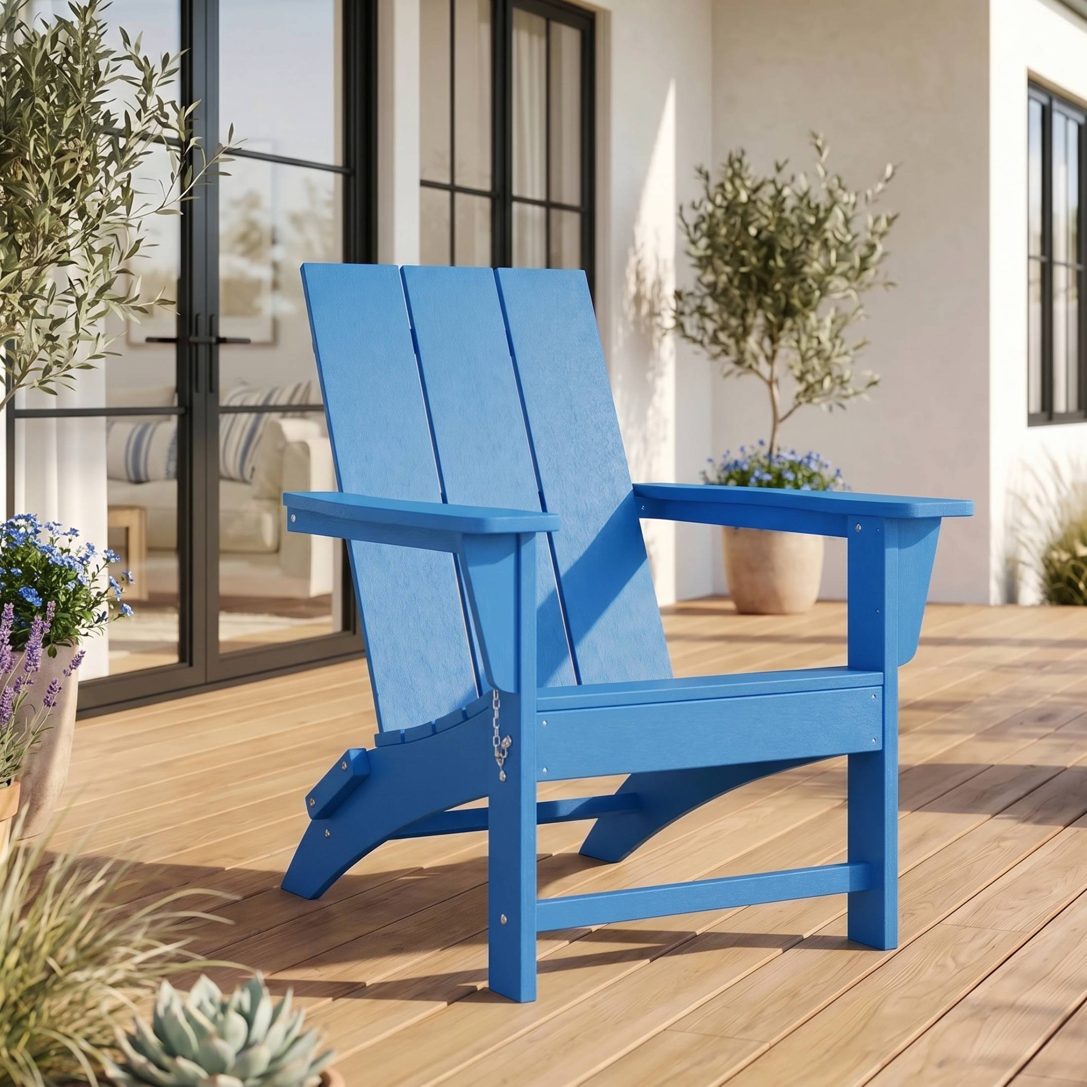 Angle. WestinTrends - WestinTrends Ashore Outdoor HDPE Modern Folding Adirondack Chair - Pacific Blue.