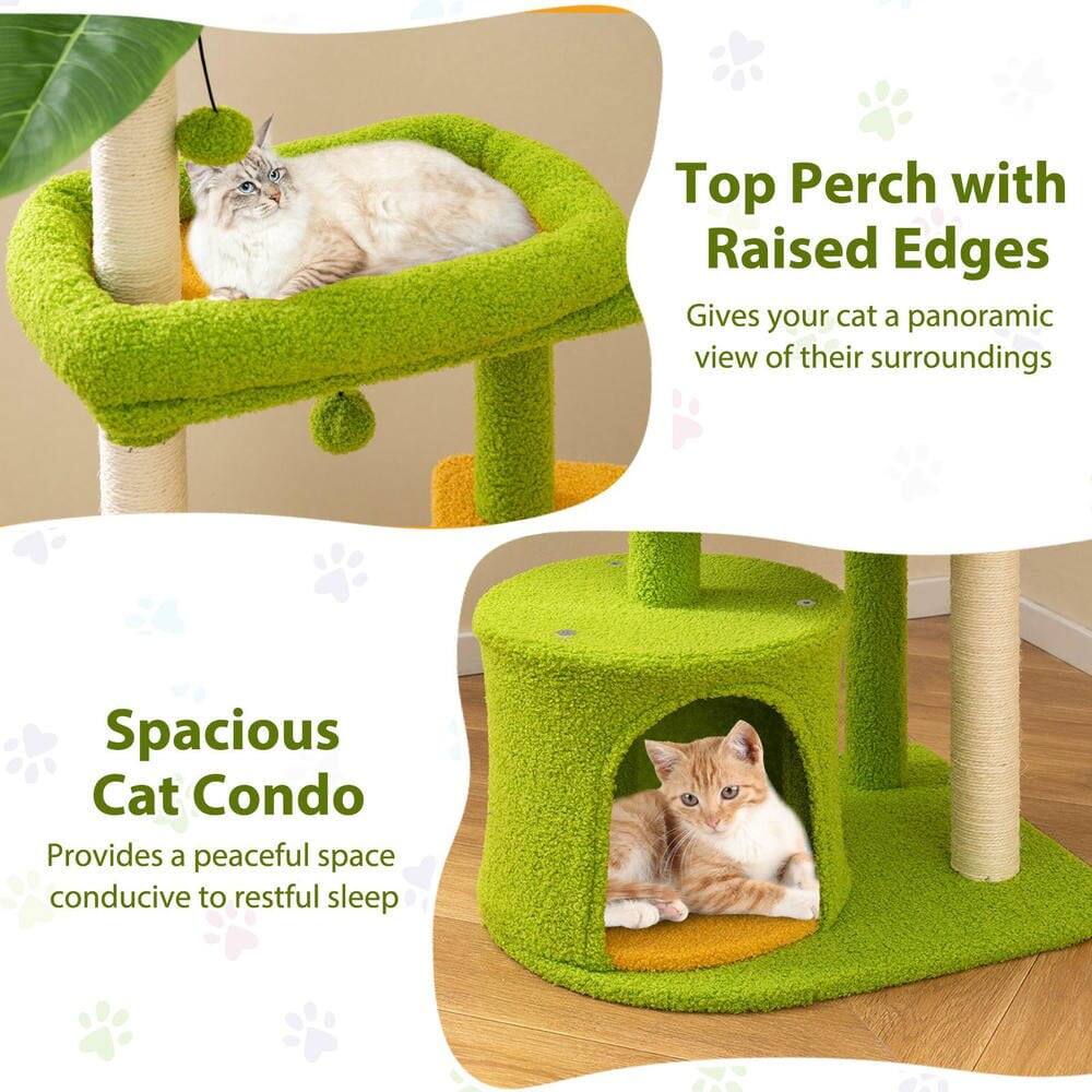 Top Perch with Raised Edges  
Gives your cat a panoramic view of their surroundings  

Spacious Cat Condo  
Provides a peaceful space conducive to restful sleep