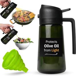 Schertz - 2-in-1 Olive Oil Sprayer & Dispenser, 16oz Glass Bottle with Funnel (Blue)