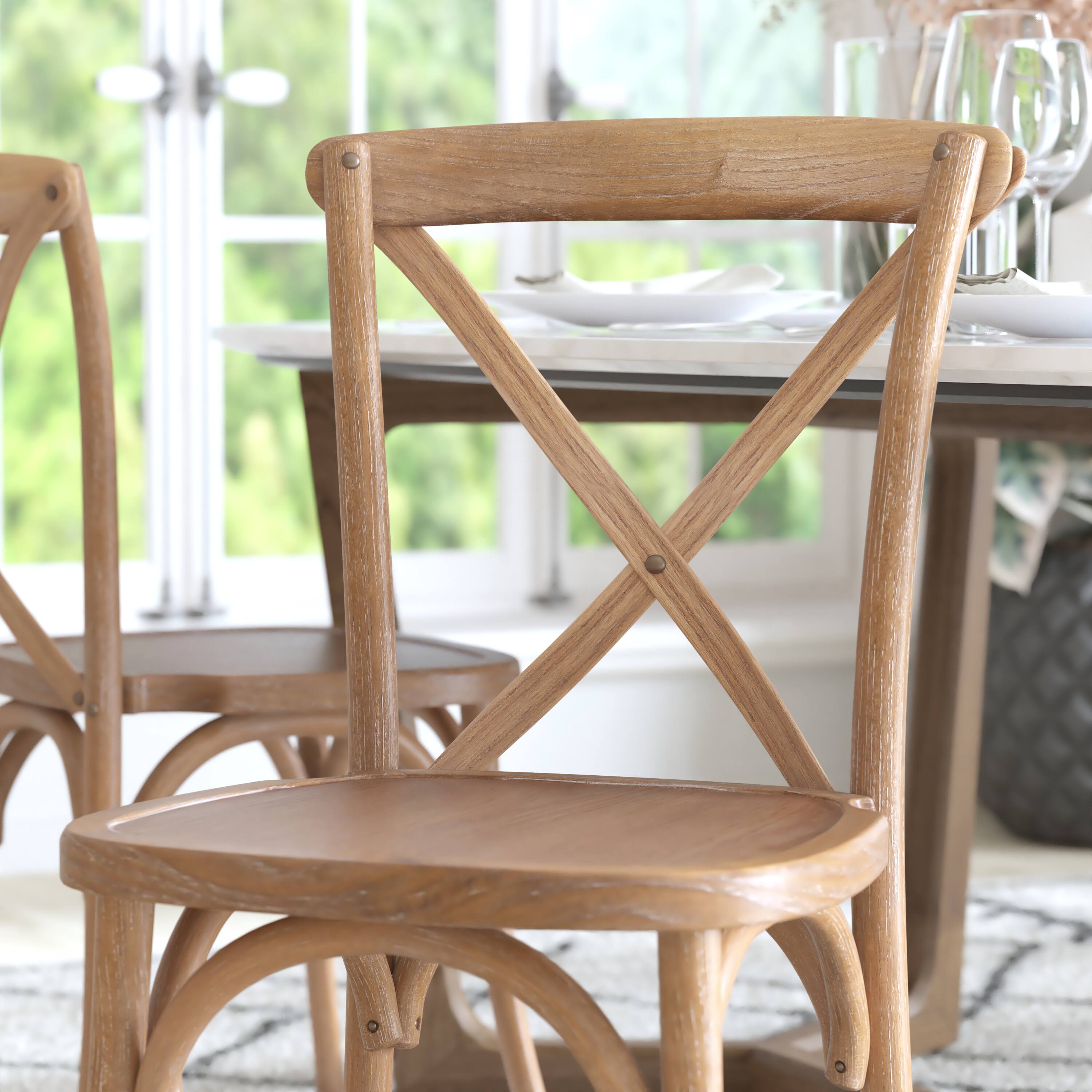 Alt View 3. Flash Furniture - Advantage Medium With White Grain X-Back Chair - Brown.
