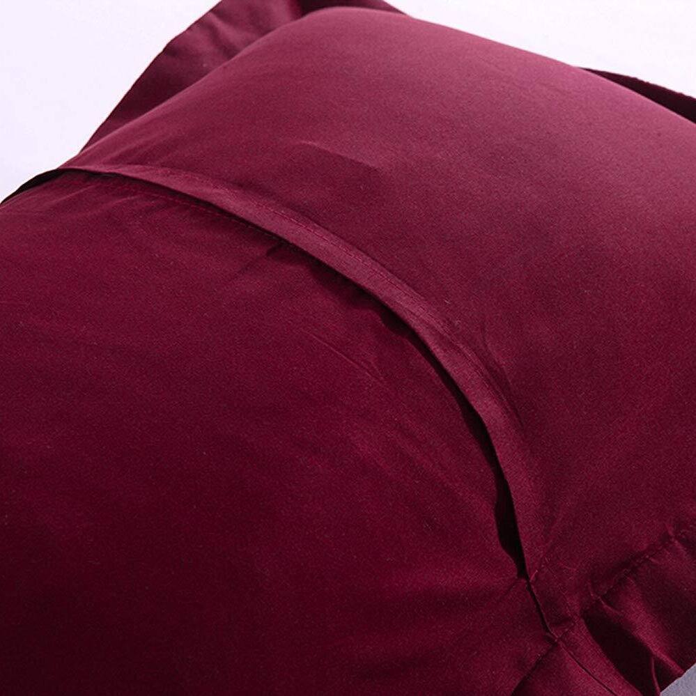 Left. MarCielo - 2-Pack Embroidered Solid Color Pillow Shams Polyester - Burgundy.