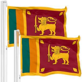 G128 - Sri Lanka Flag 3x5 ft Two-Pack — Printed 150D Polyester with Brass Grommets - Assorted Colors